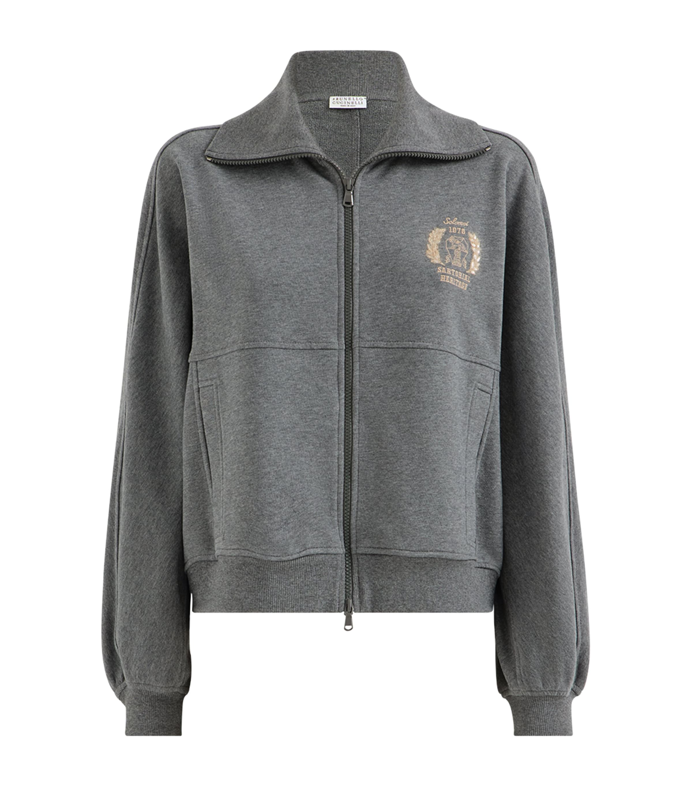 Brunello Cucinelli Womens Cotton French Terry Sweatshirt Grigio Scuro
