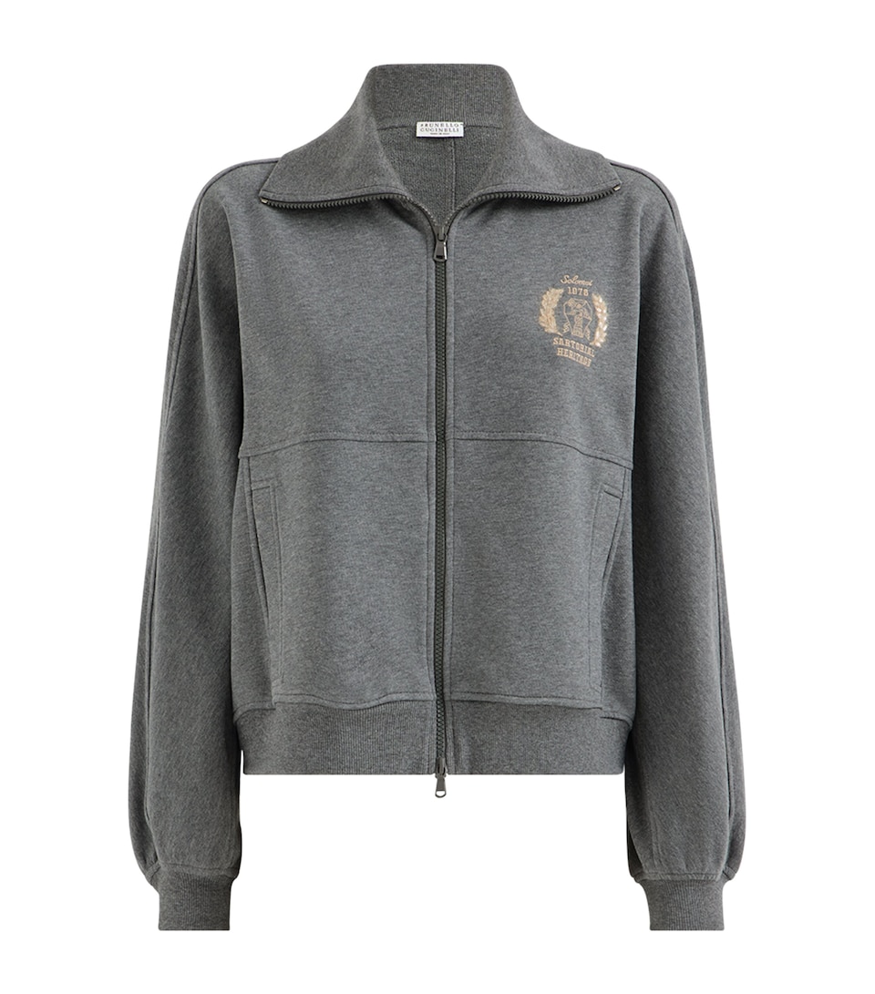 Brunello Cucinelli Womens Cotton French Terry Sweatshirt Grigio Scuro