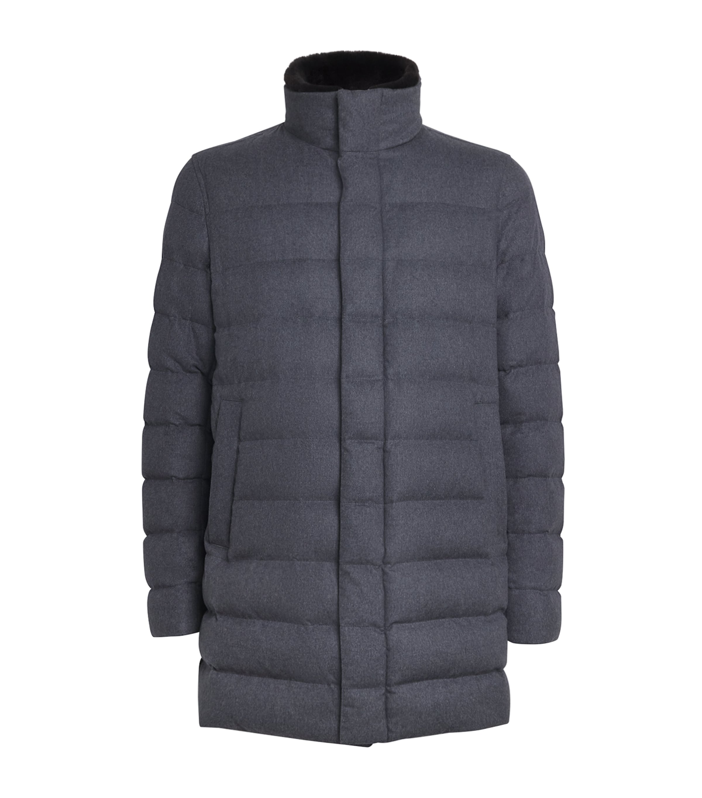 Cashmere-Silk Down Puffer Car Coat