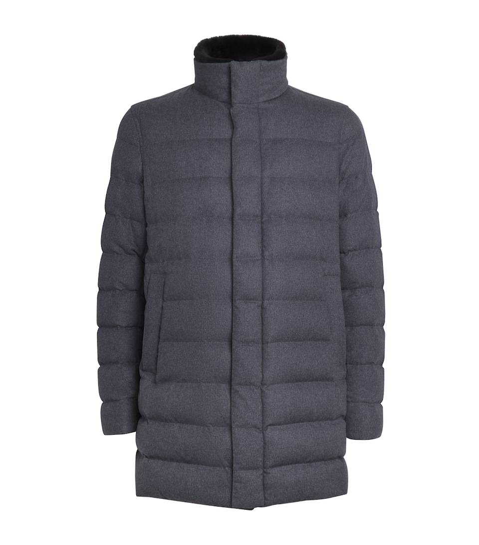 Cashmere-Silk Down Puffer Car Coat