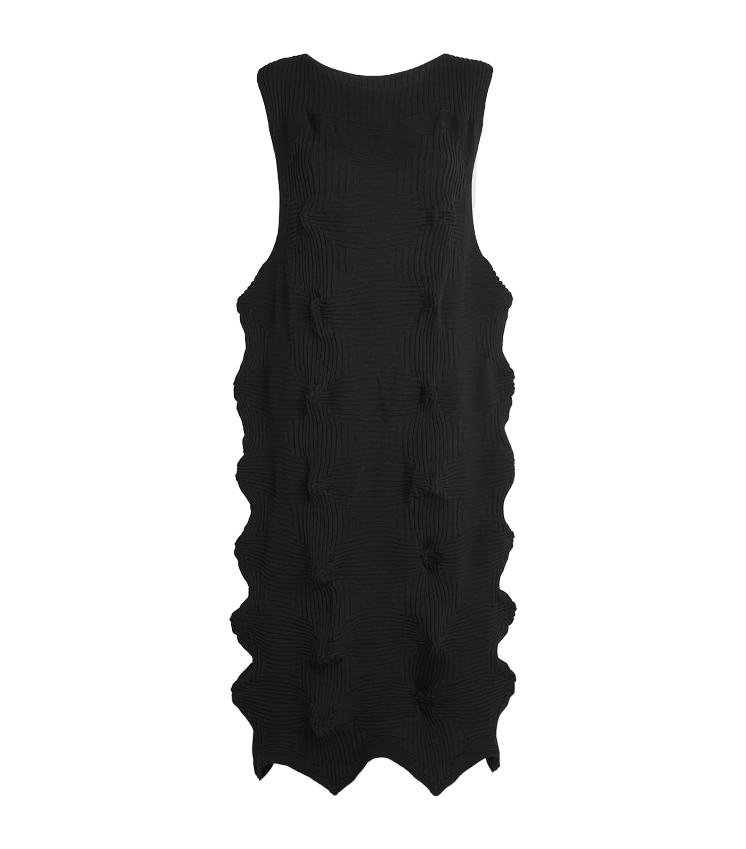 Issey Miyake Womens Knitted Linkage Midi Dress Black