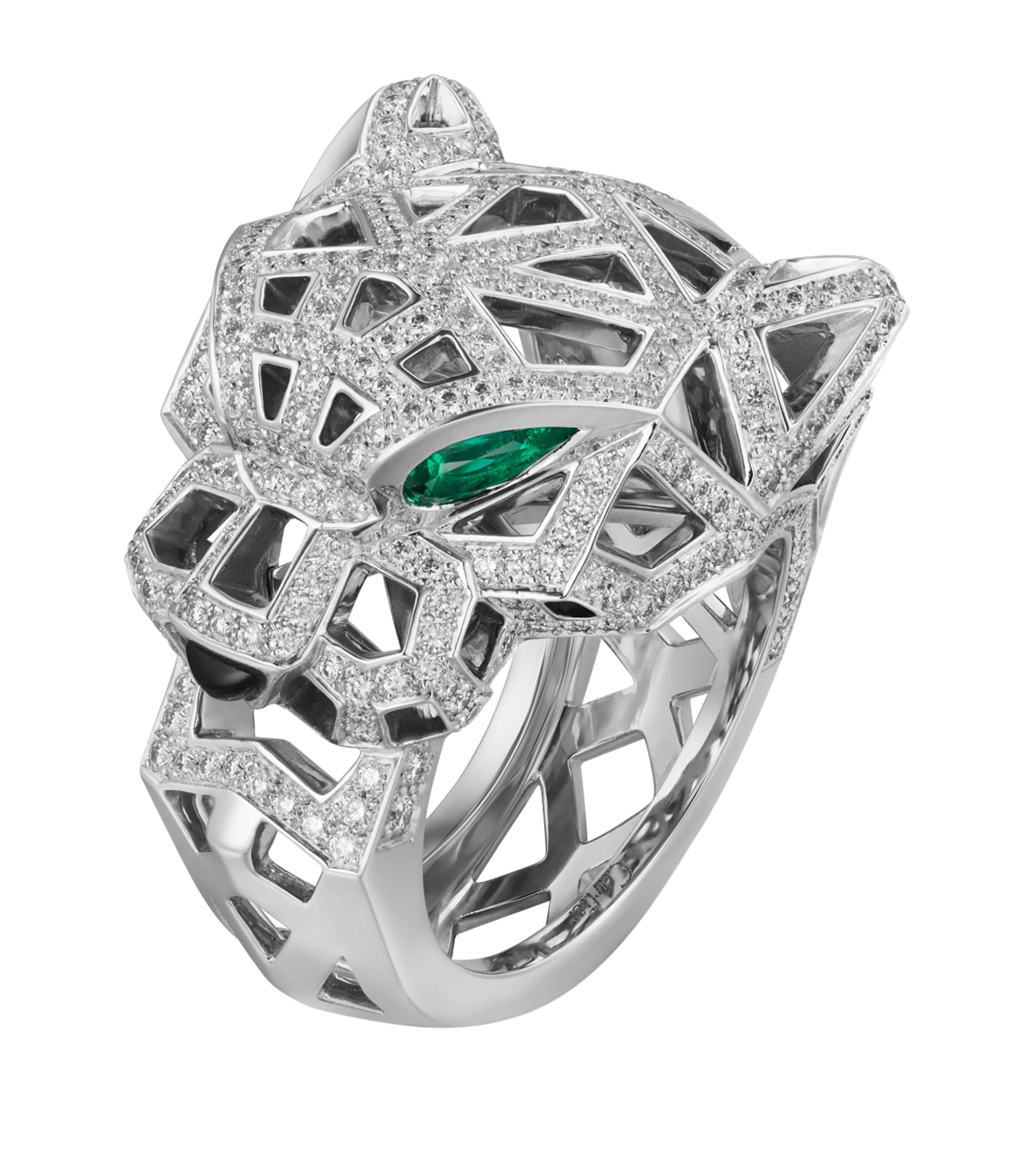 White Gold, Diamond and Emerald Panthère de Cartier Ring