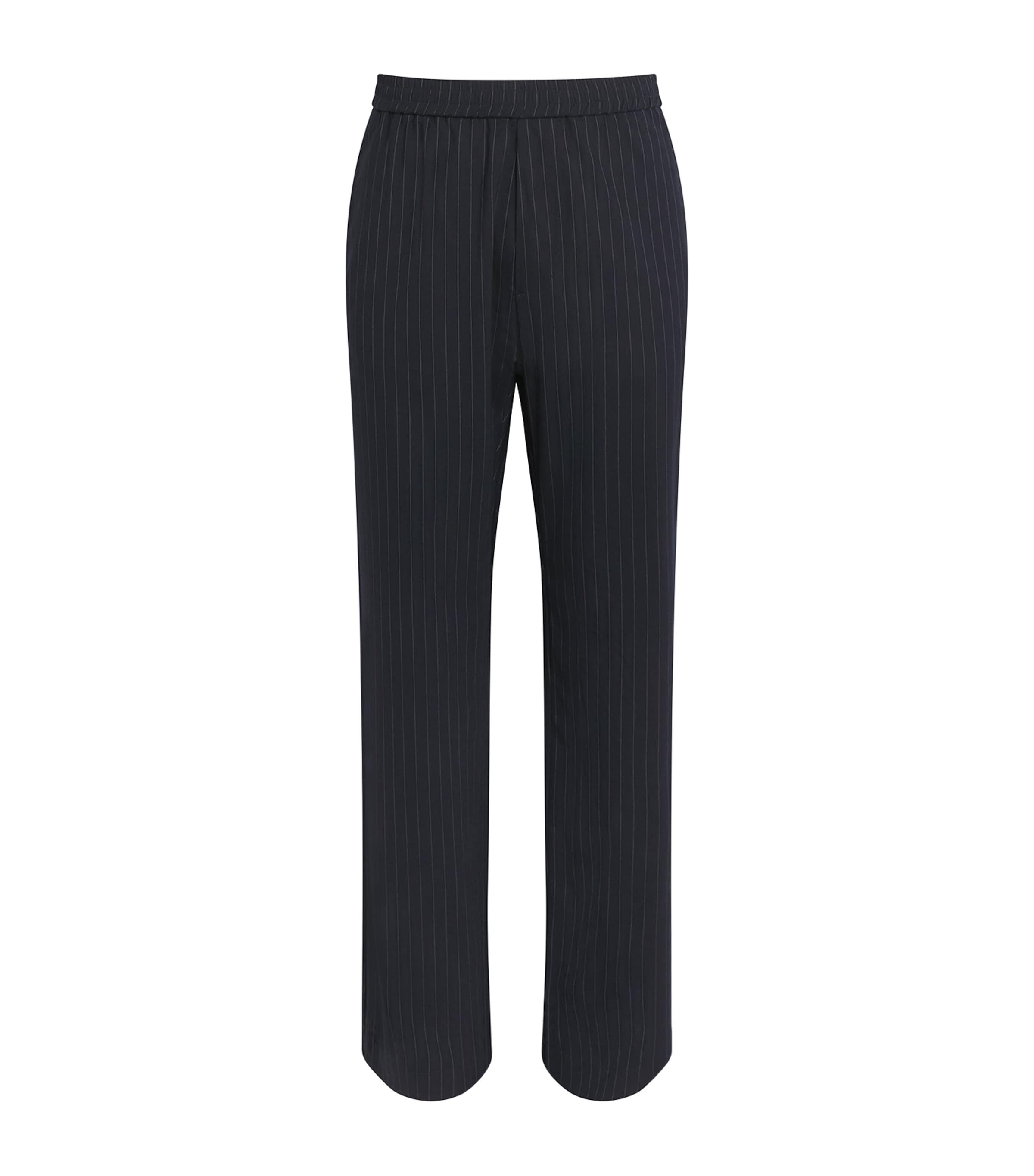 Stretch-Virgin Wool Pinstripe Drawstring Trousers