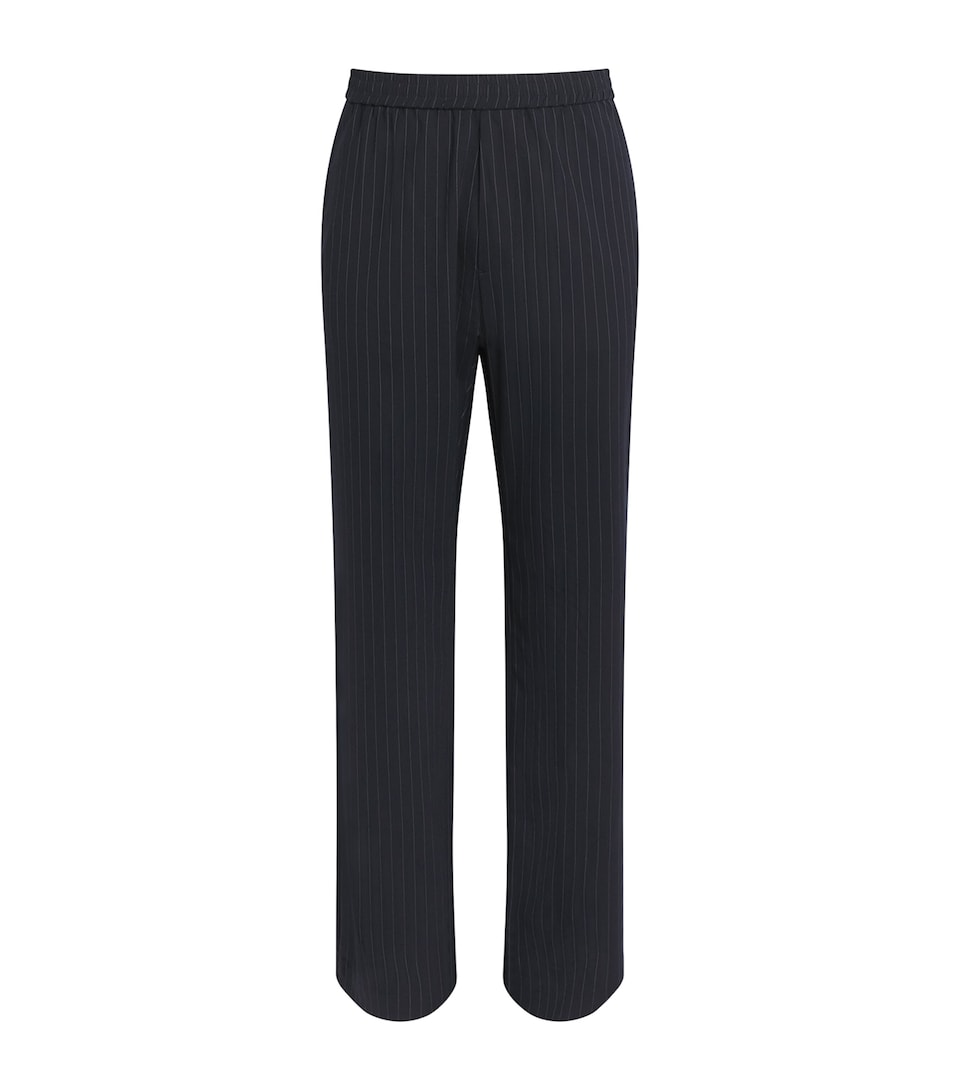 Stretch-Virgin Wool Pinstripe Drawstring Trousers