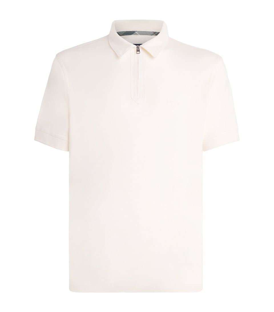 Barbour Mens Zip-Up Crackehall Polo Shirt Whisper White