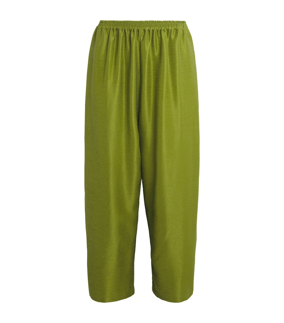 Eskandar Womens Silk Plissé Japanese Trousers Limedark