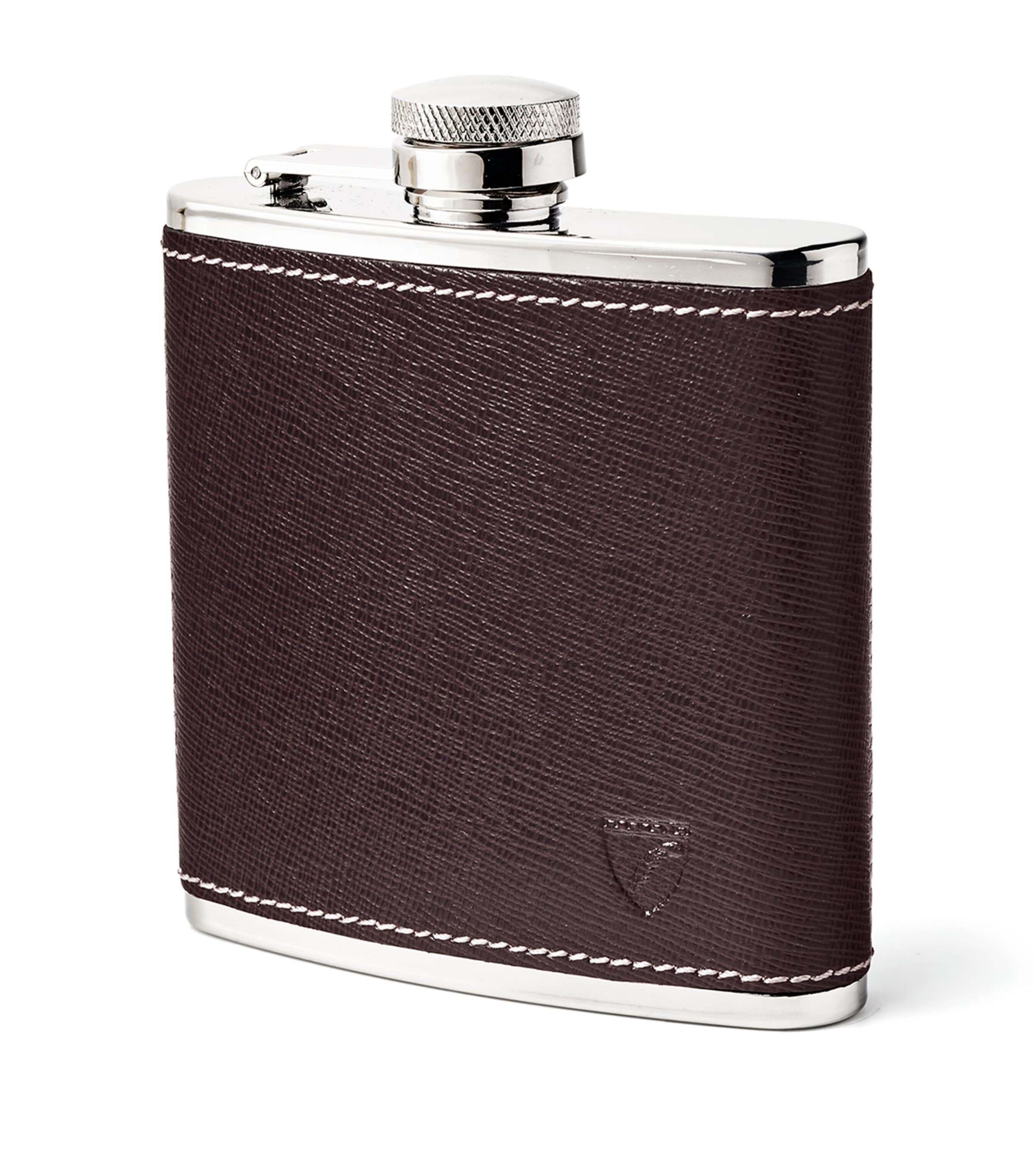 Aspinal Of London Leather Classic Hip Flask Darkbrown