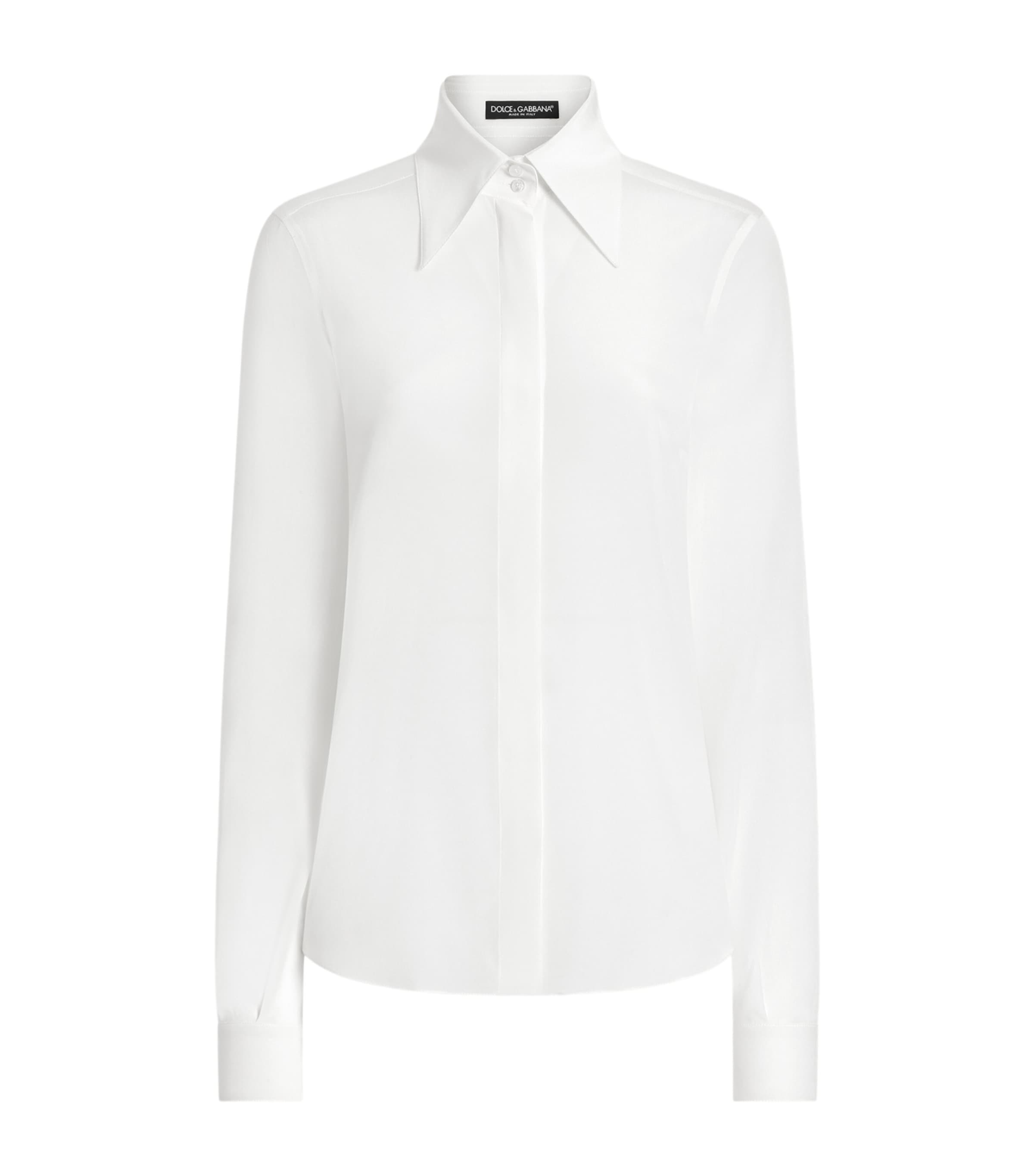 Stretch-Silk Point Collar Shirt