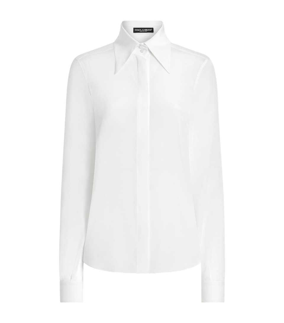 Stretch-Silk Point Collar Shirt