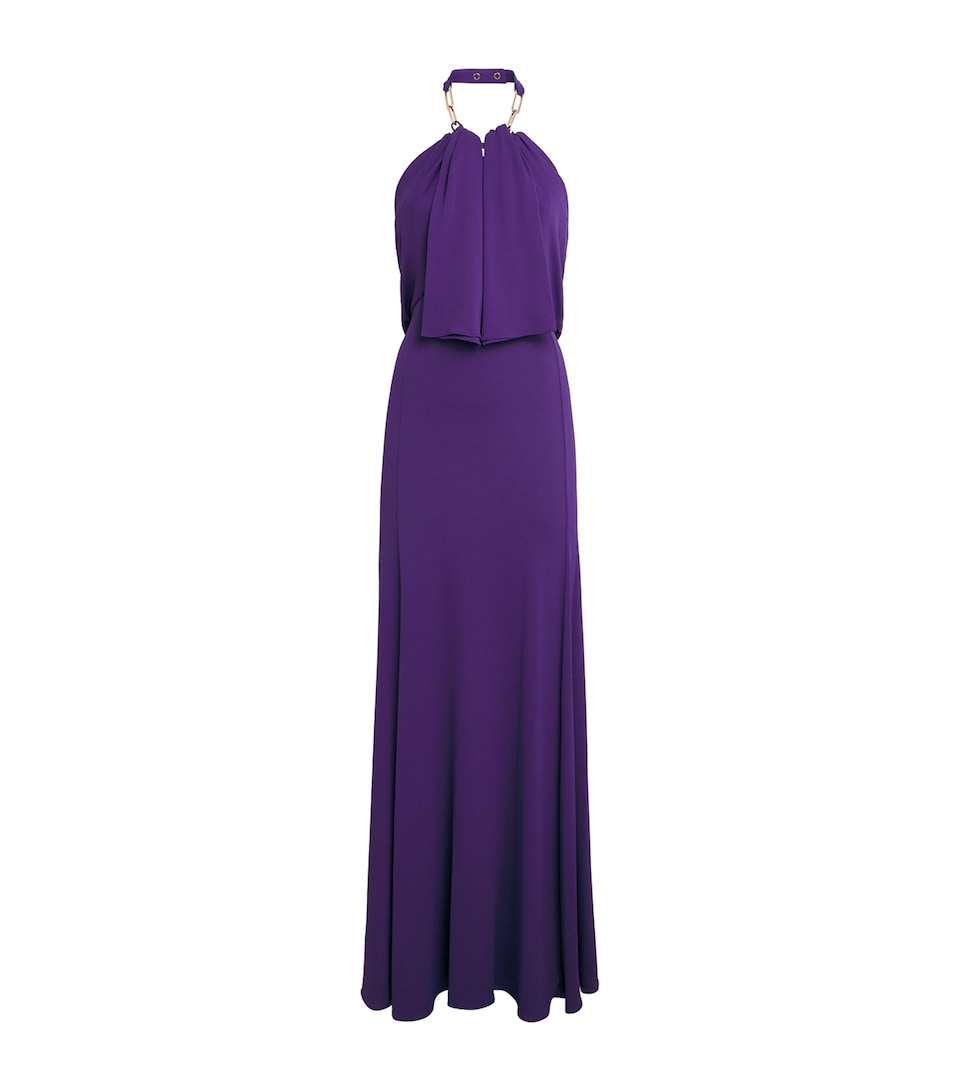 Rabanne Womens Chain-Detail Halterneck Gown Purple