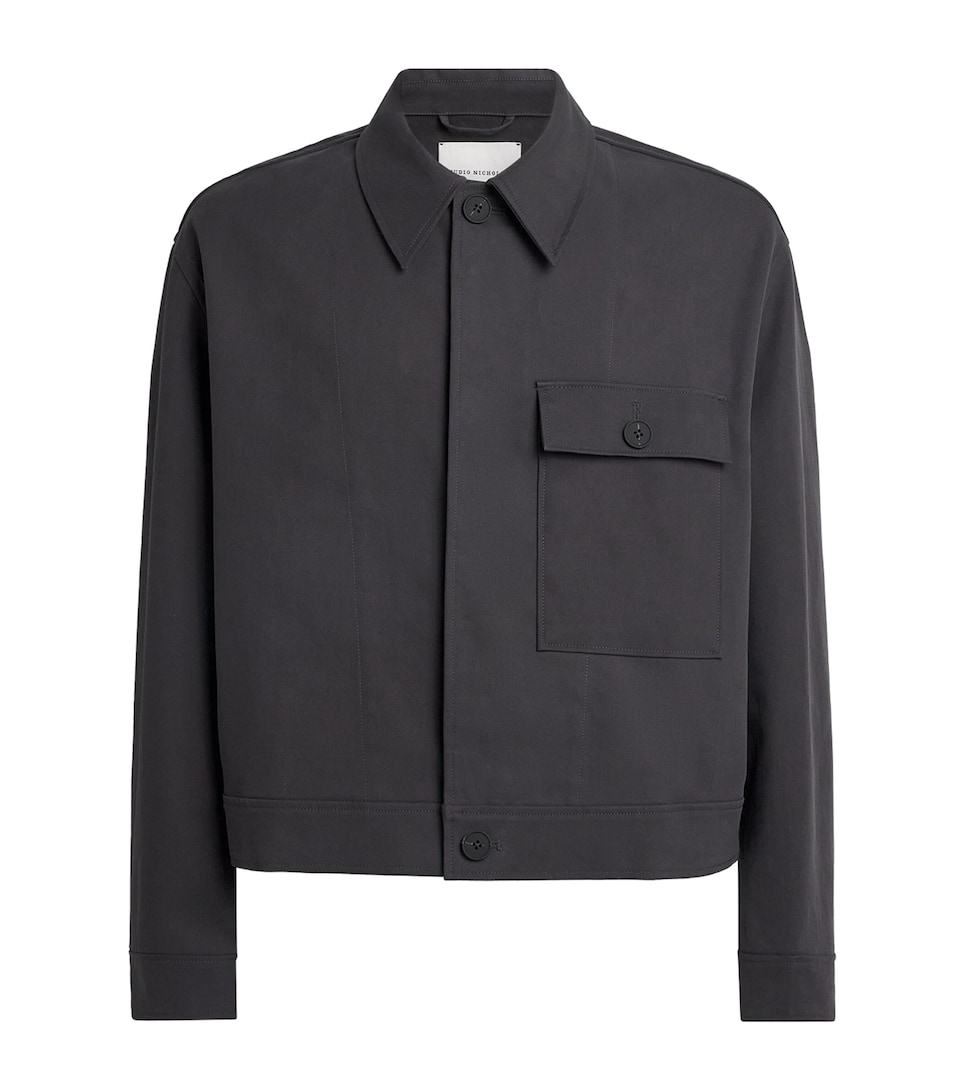 Studio Nicholson Mens Cotton Concealed Placket Overshirt Ore