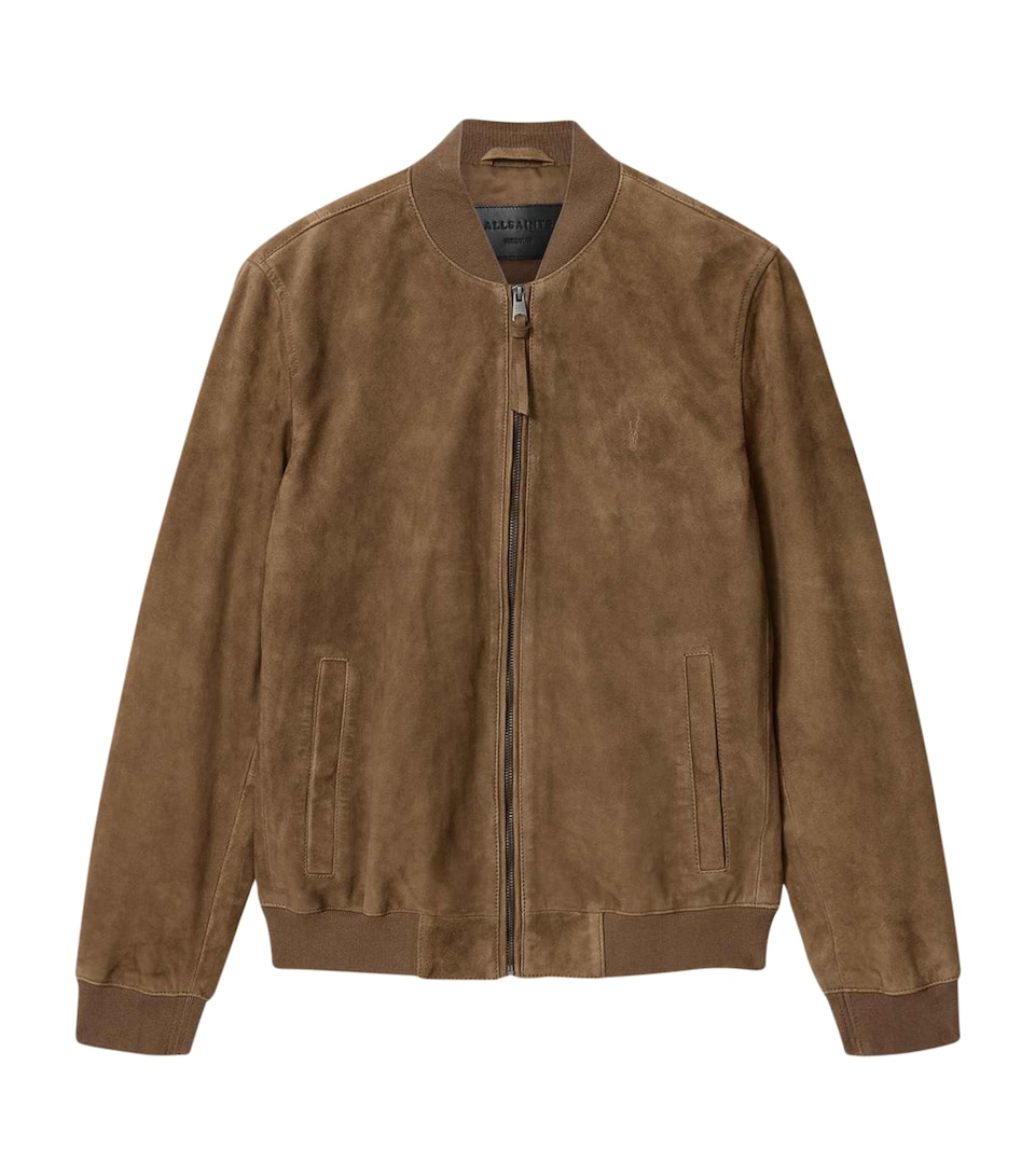 AllSaints Mens Suede Morten Bomber Jacket Karoo Brown