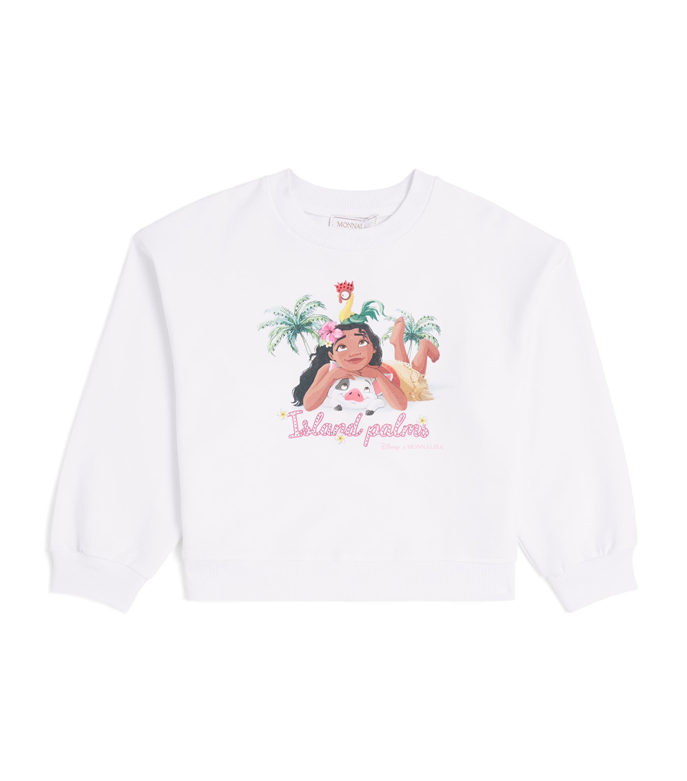 Monnalisa x Disney Stretch-Cotton Moana Sweatshirt (2-12 Years) Bianco