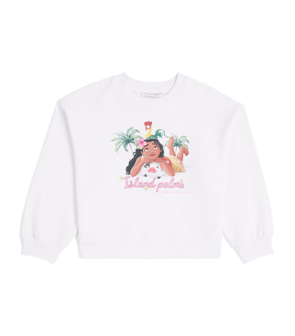 Monnalisa x Disney Stretch-Cotton Moana Sweatshirt (2-12 Years) Bianco