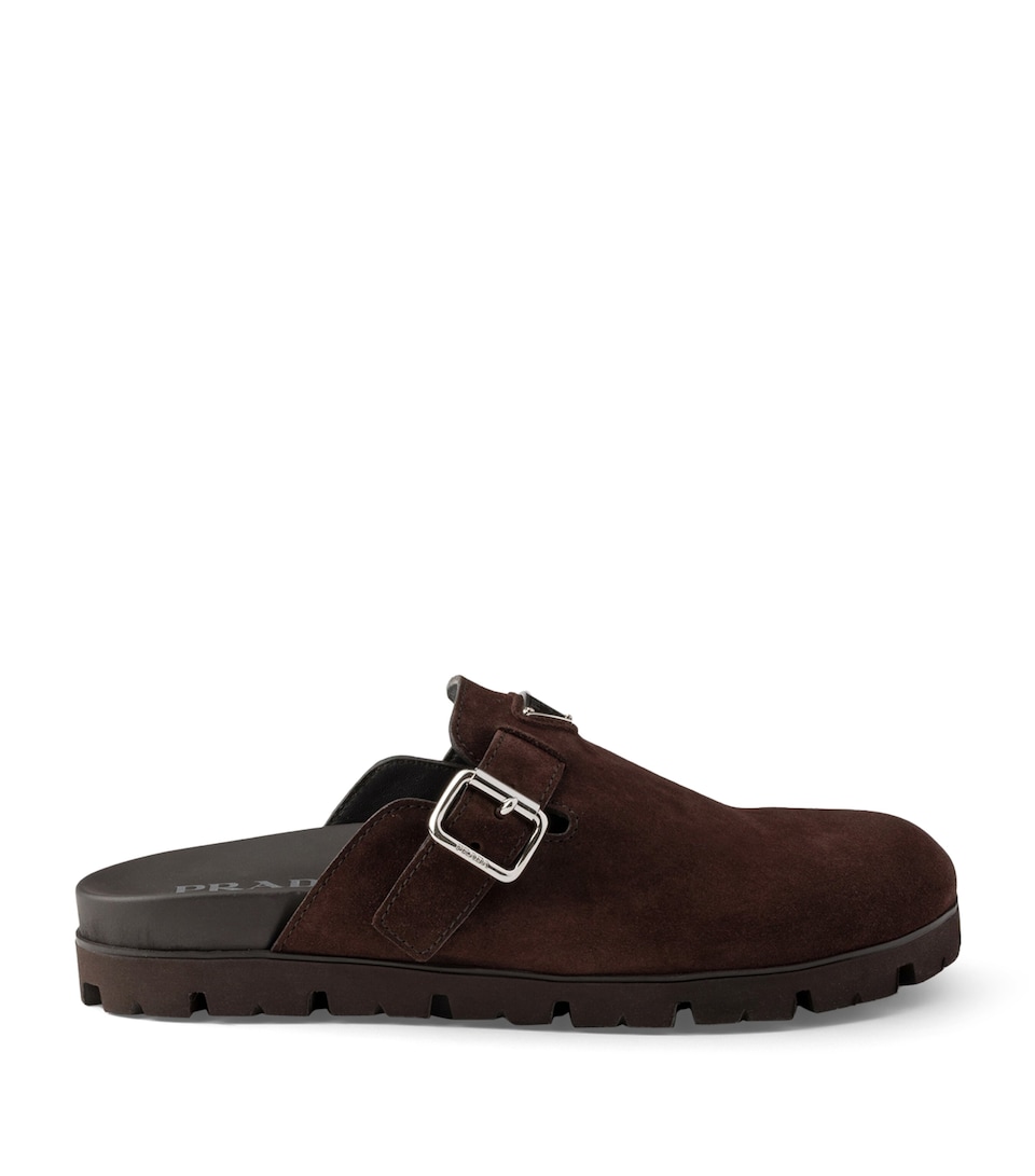 Suede Buckle Mules