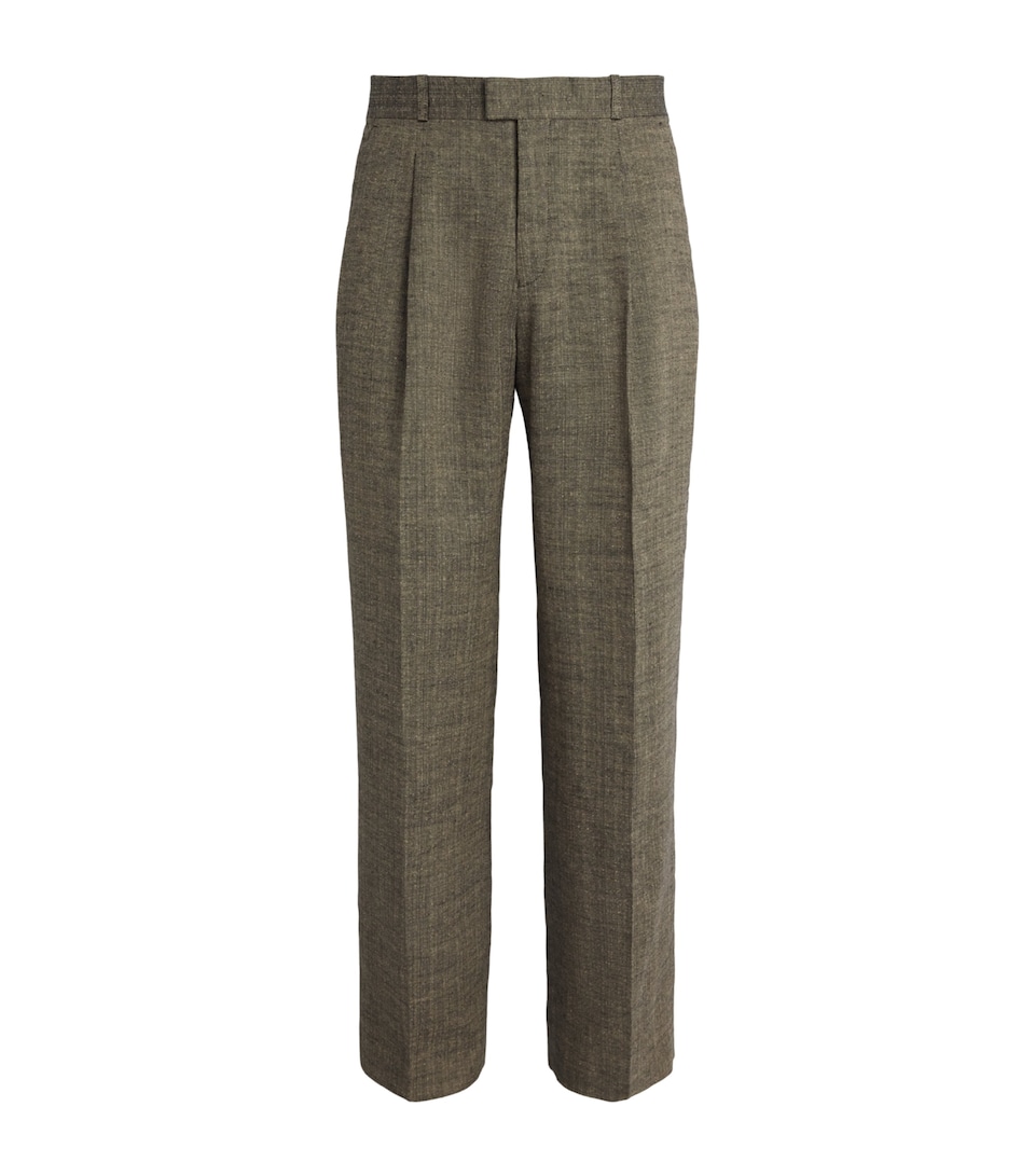 Our Legacy Mens Linen-Silk-Cotton Slack Straight Trousers Deep Husk