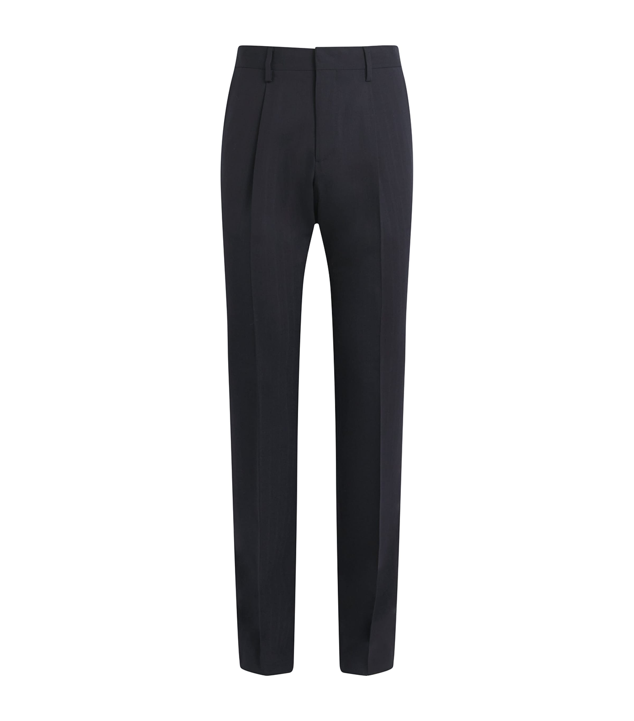 Wool-Blend Pleated Straight Trousers