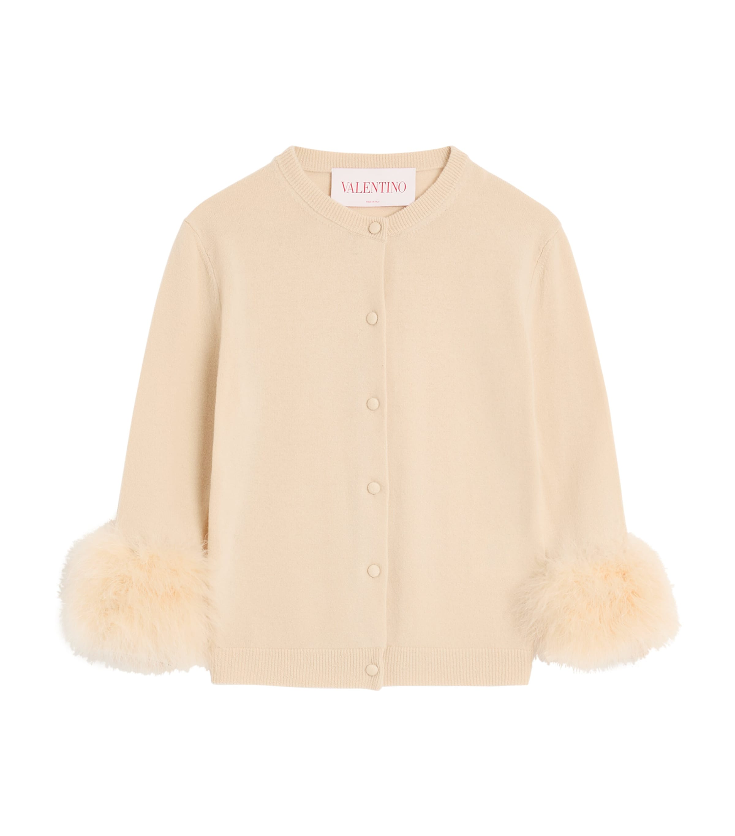 Wool Feather-Trim Cardigan