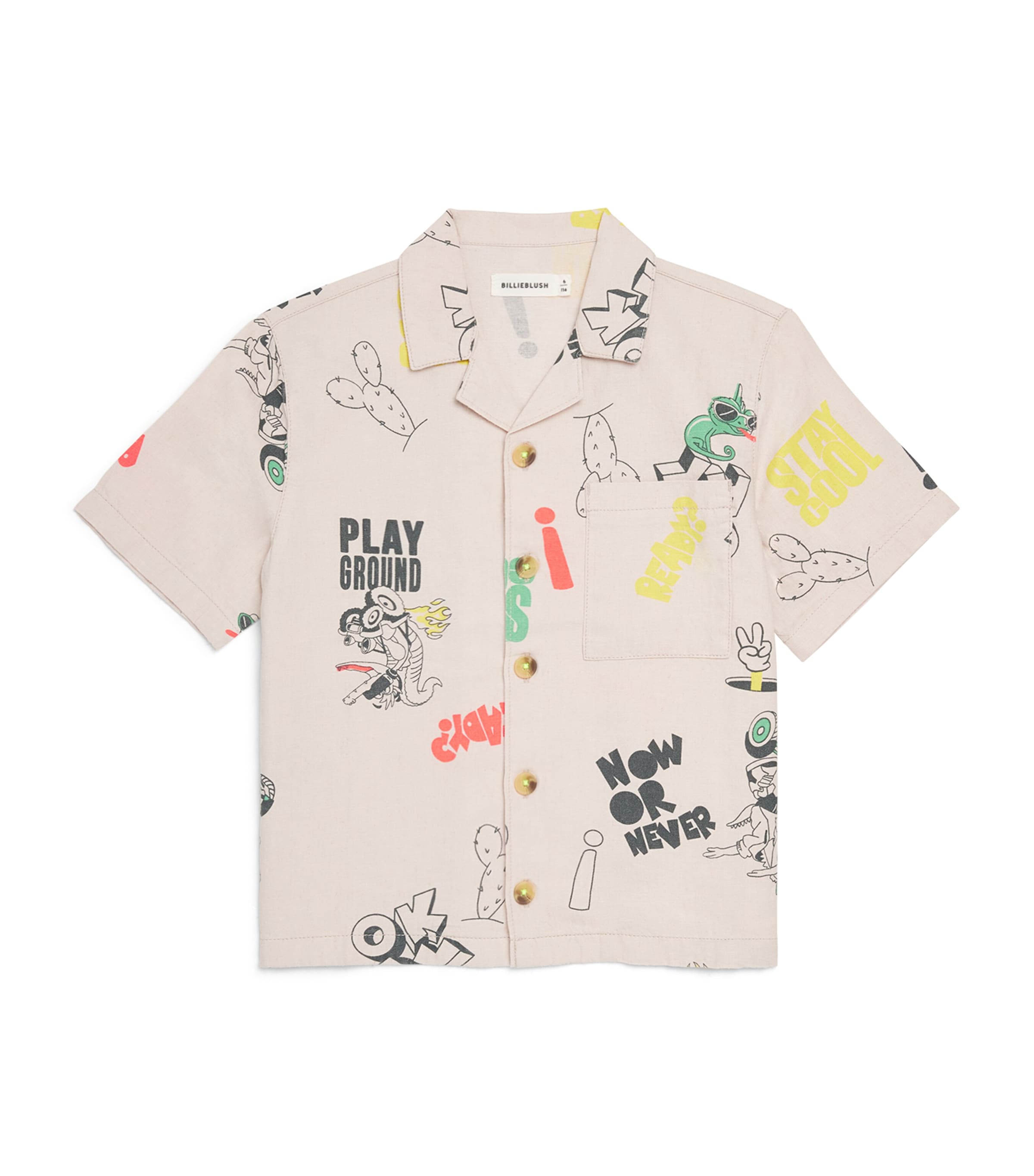 Linen-Cotton Graphic Print Shirt (4-10 Years)