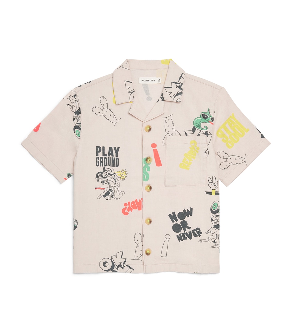 Linen-Cotton Graphic Print Shirt (4-10 Years)