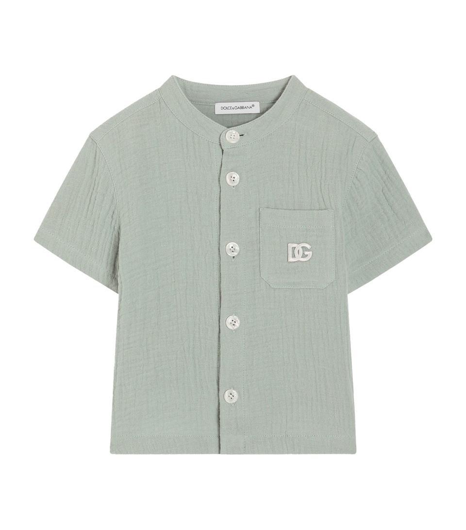 Dolce&Gabbana Kids Cotton Gauze Shirt (3-30 Months) Grey Green