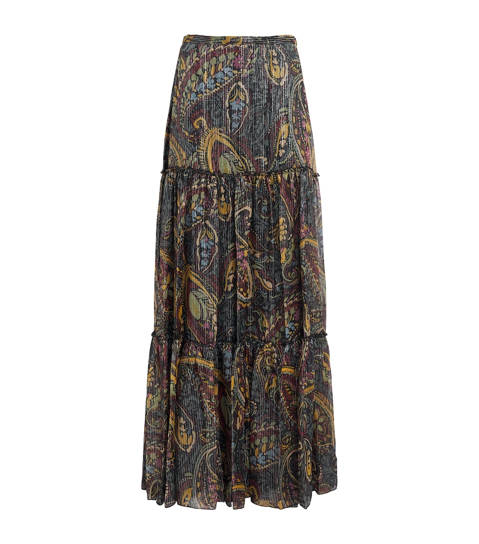 Etro Womens Silk-Blend Paisley Maxi Skirt Print/black Bs