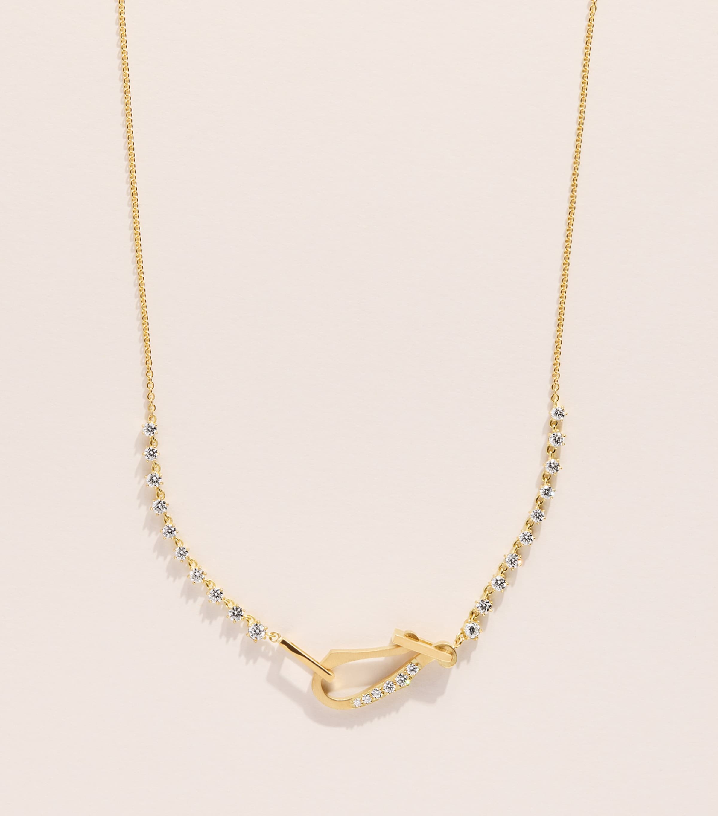 Jade Trau Yellow Gold and Diamond Line Lola Necklace Yellow Gold