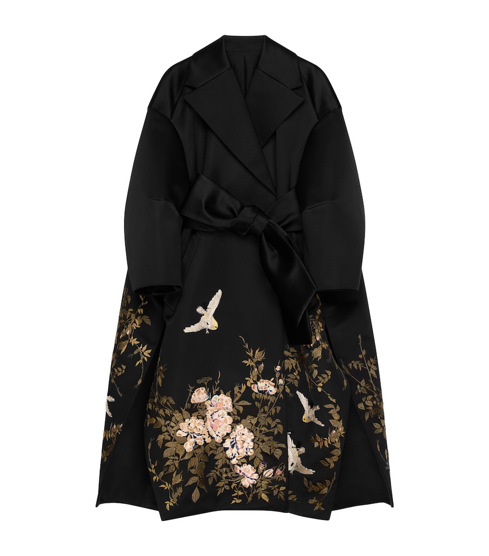 Silk Embroidered Cocoon Coat