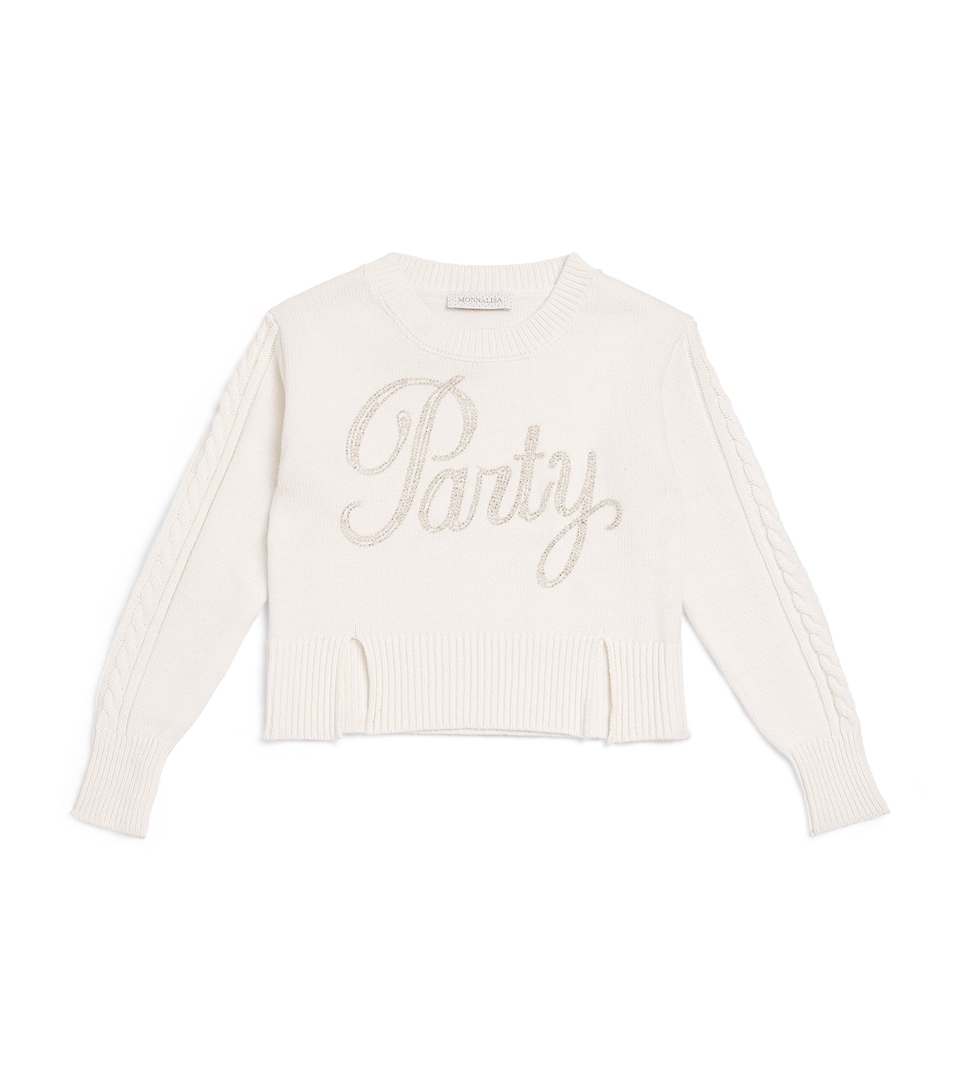 Monnalisa Cotton-Wool Party Sweater (4-12 Years) Panna+argento