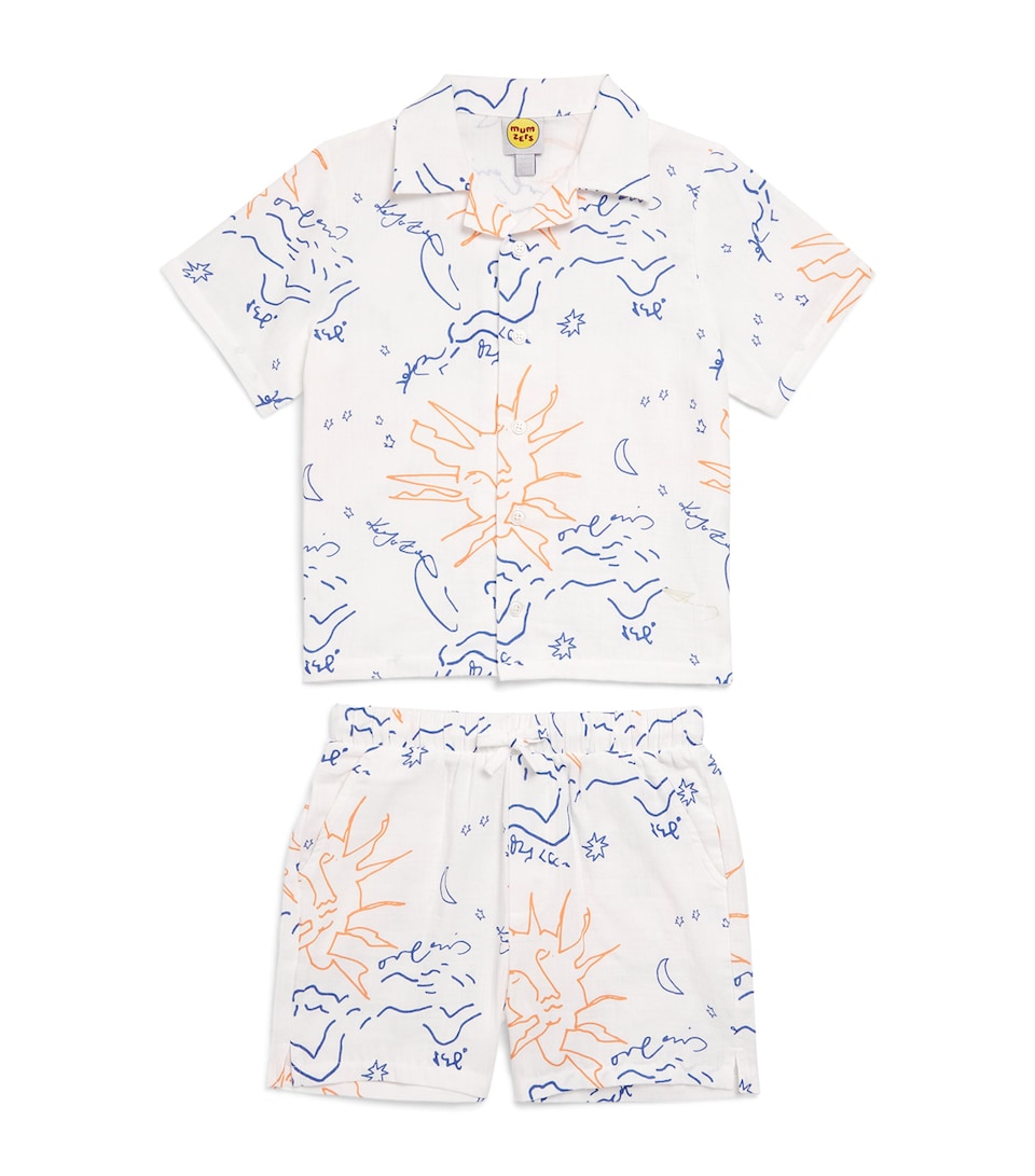 Mumzers Cotton Sun Shirt and Shorts Set (3-8 Years) Sun And Wave Print