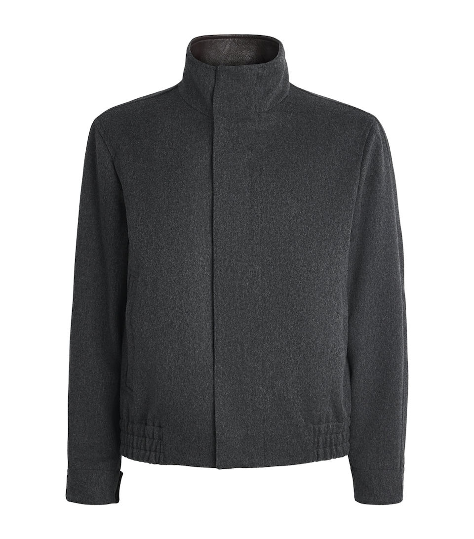 Lardini Mens Virgin Wool High Neck Jacket Dark Grey