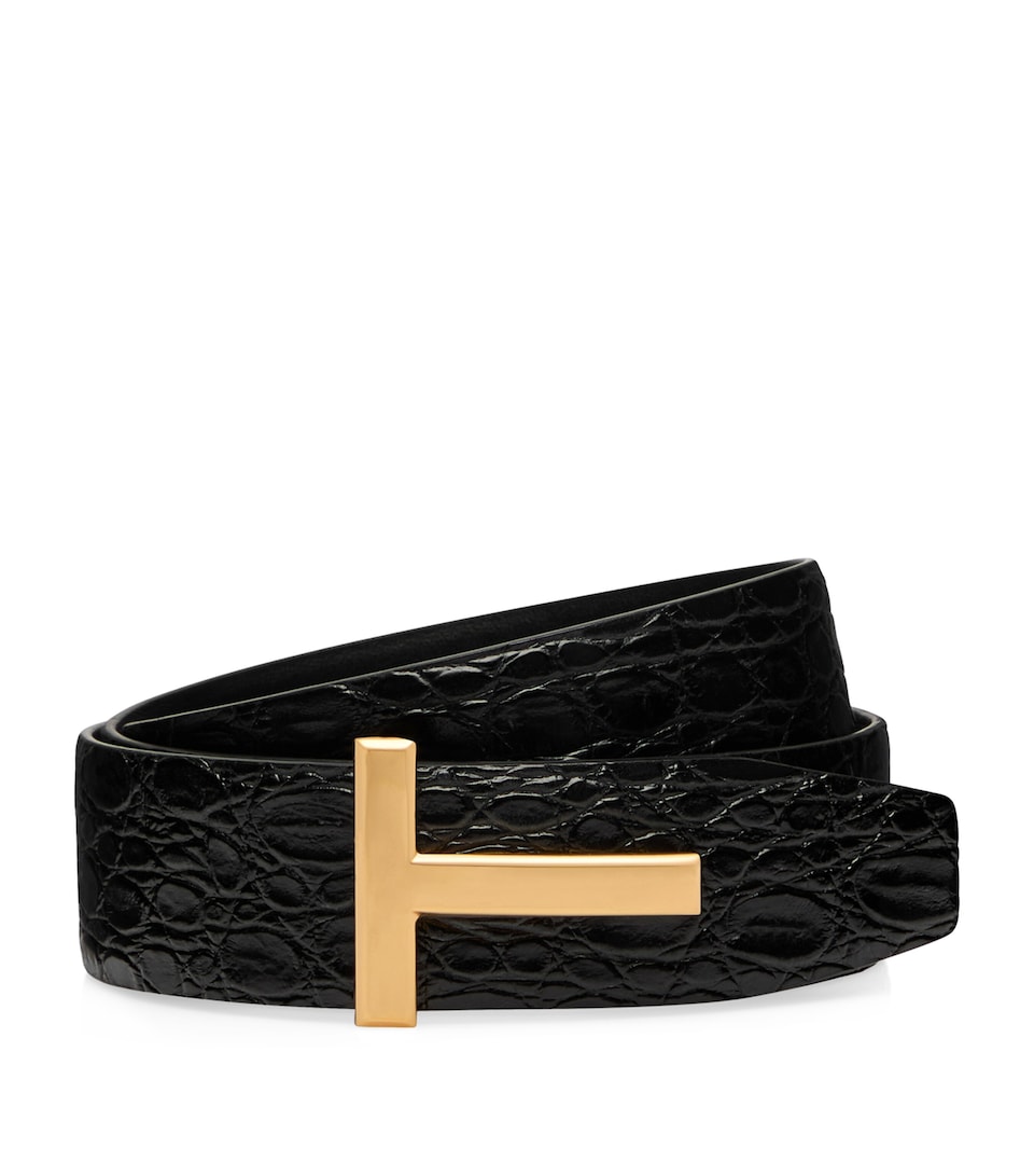 TOM FORD Leather Reversible T Icon Belt