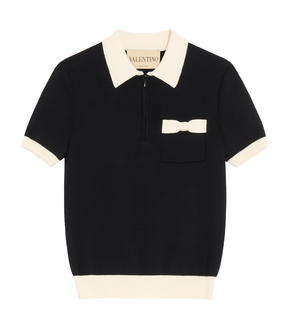 Valentino Womens Cotton Bow-Detail Polo Shirt