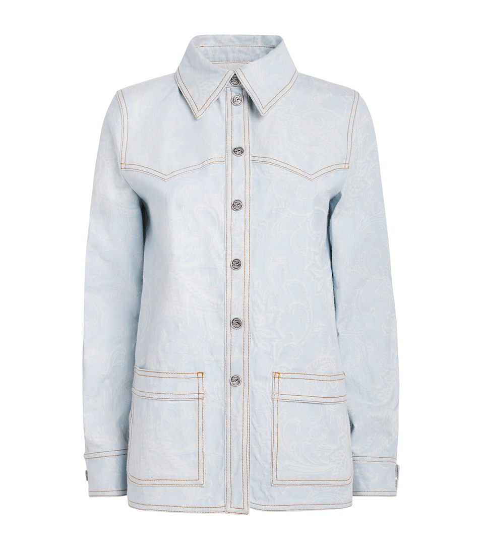 Stretch-Denim Paisley Shacket