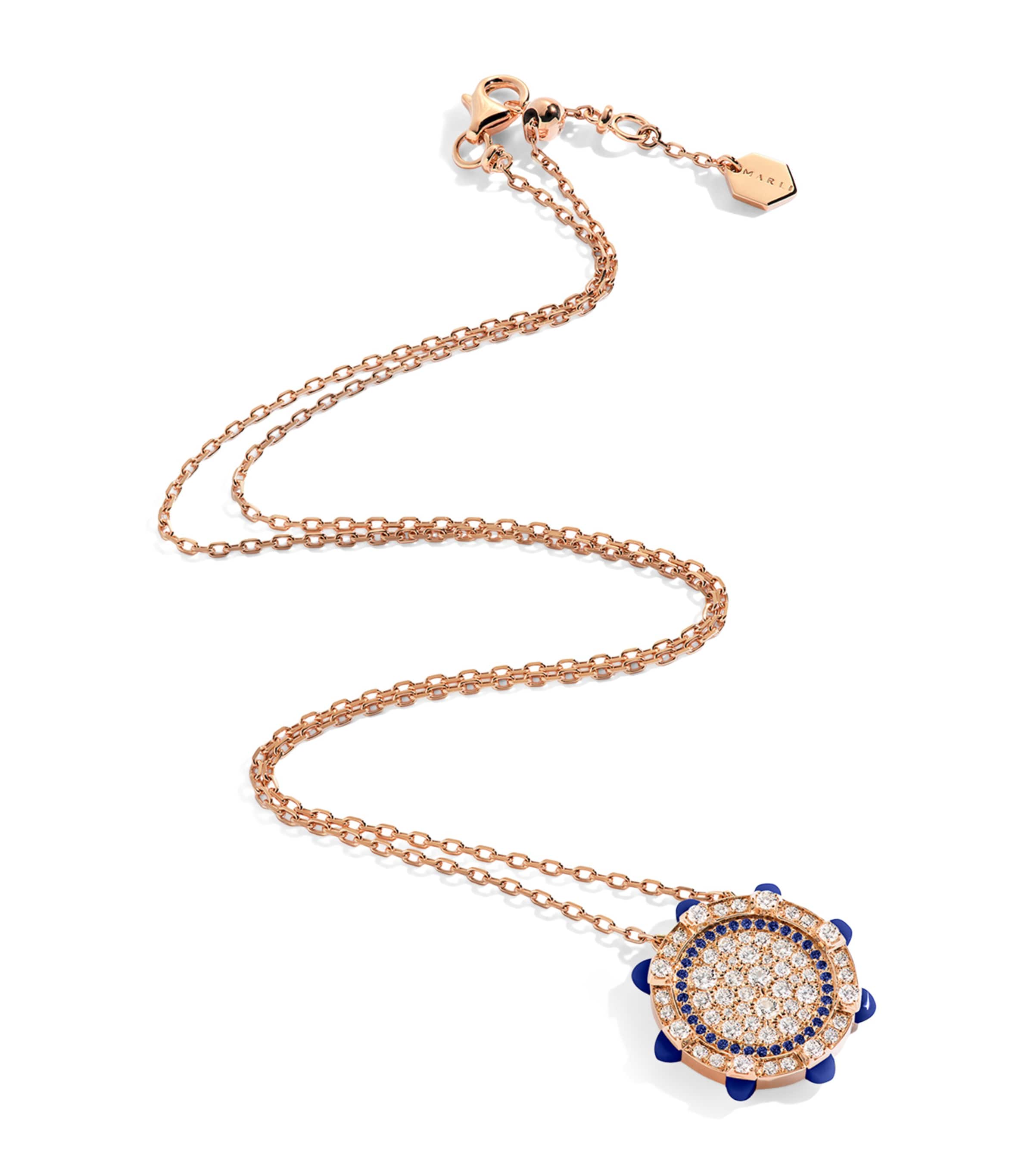 Rose Gold, Diamond, Sapphire and Lapis Lazuli Tip-Top Necklace