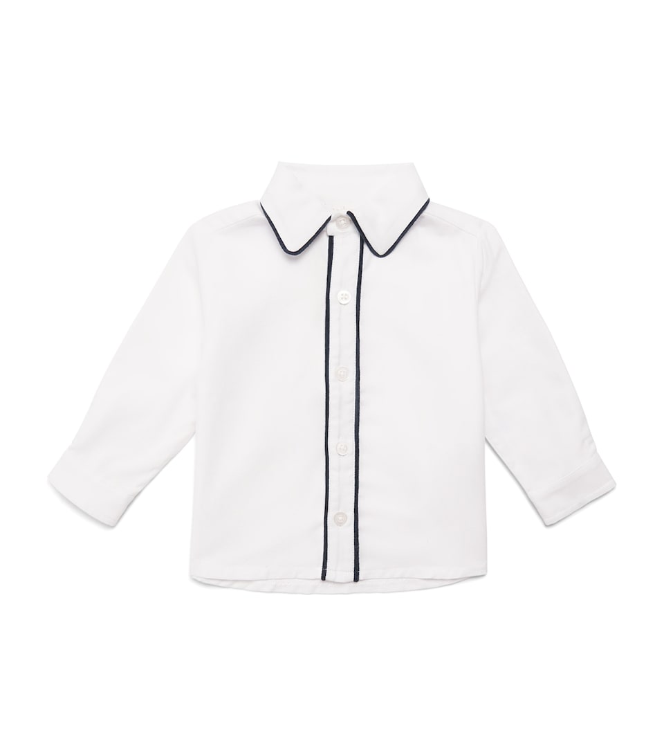 Patachou Cotton Piped-Trim Shirt (6-24 Months) Marine