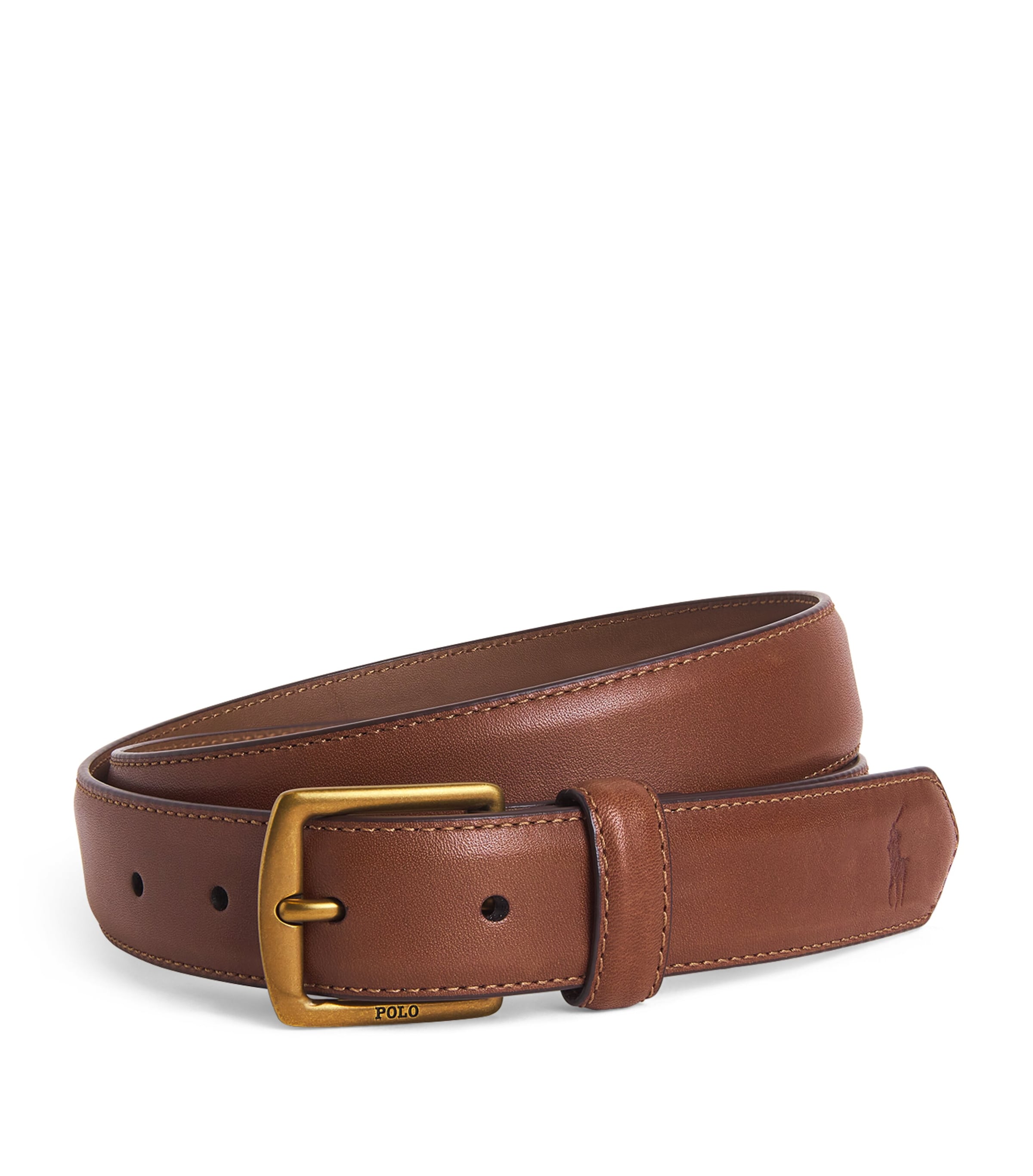 Polo Ralph Lauren Logo Leather Belt Brown