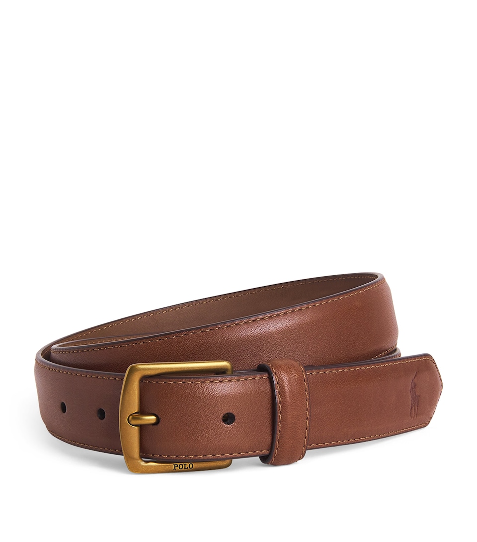 Polo Ralph Lauren Logo Leather Belt Brown