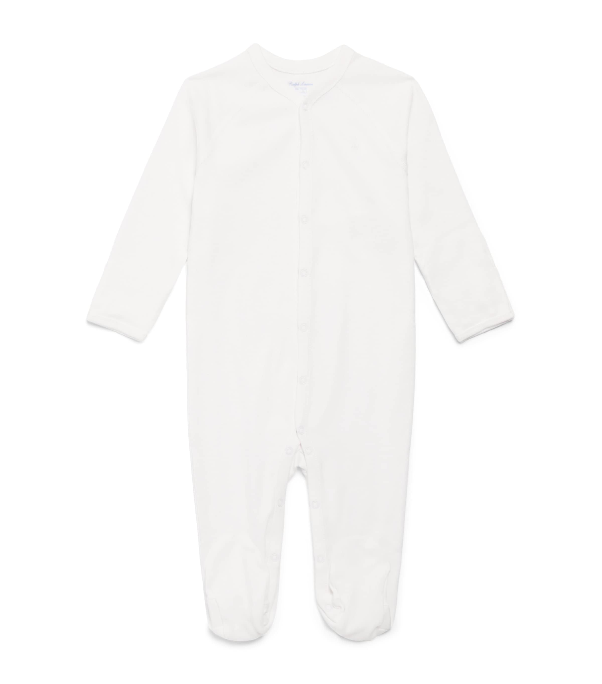 Ralph Lauren Kids Cotton Polo Pony All-In-One (0-12 Months) White