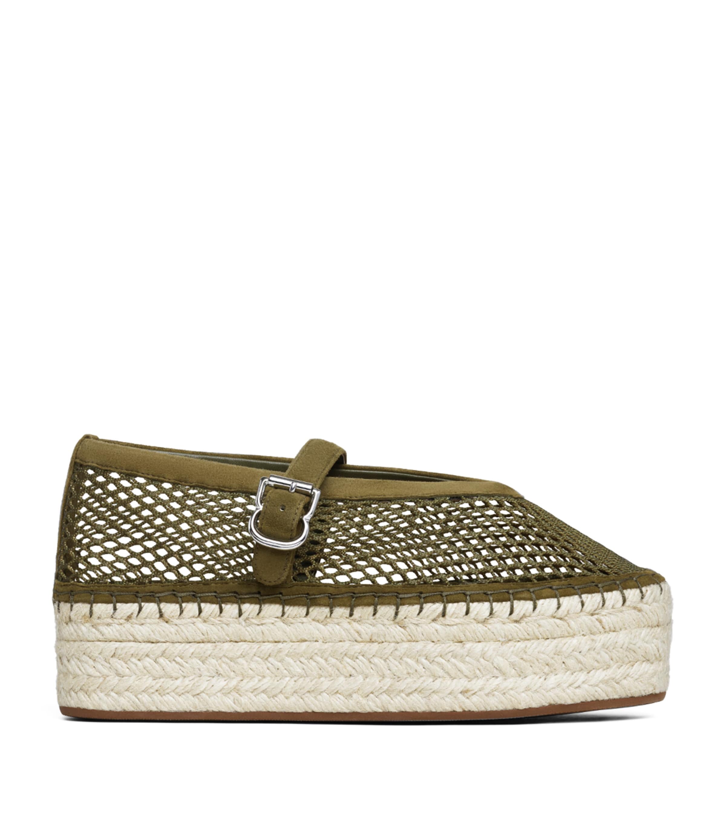 Alaïa Suede Mesh Espadrilles Kaki