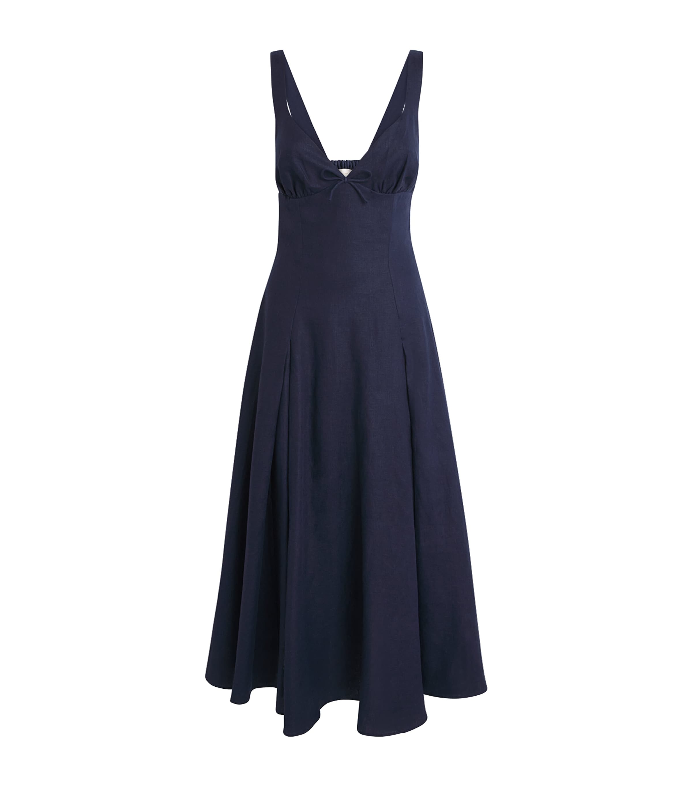 Faithfull The Brand Womens Linen Adalee Midi Dress Navy