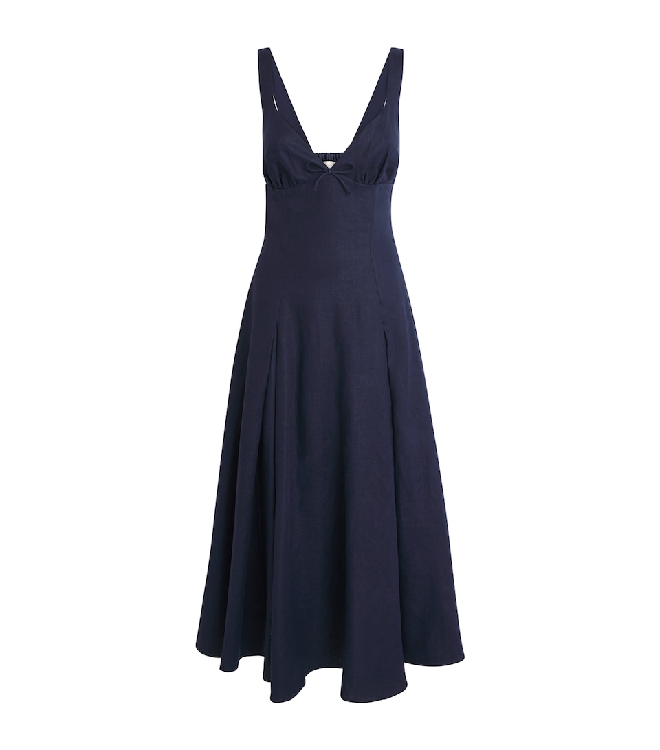 Faithfull The Brand Womens Linen Adalee Midi Dress Navy