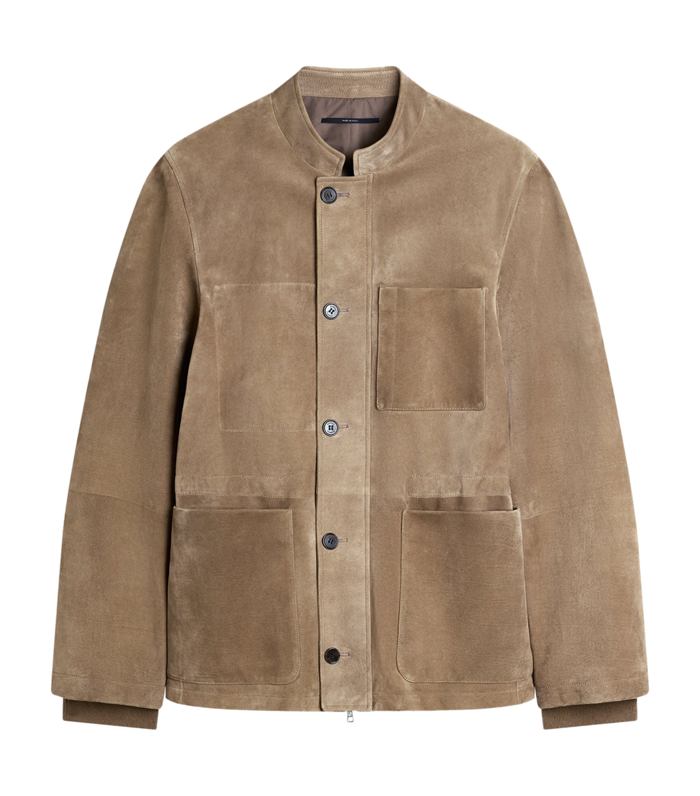 Dunhill Mens Leather Three-Pocket Jacket Khaki