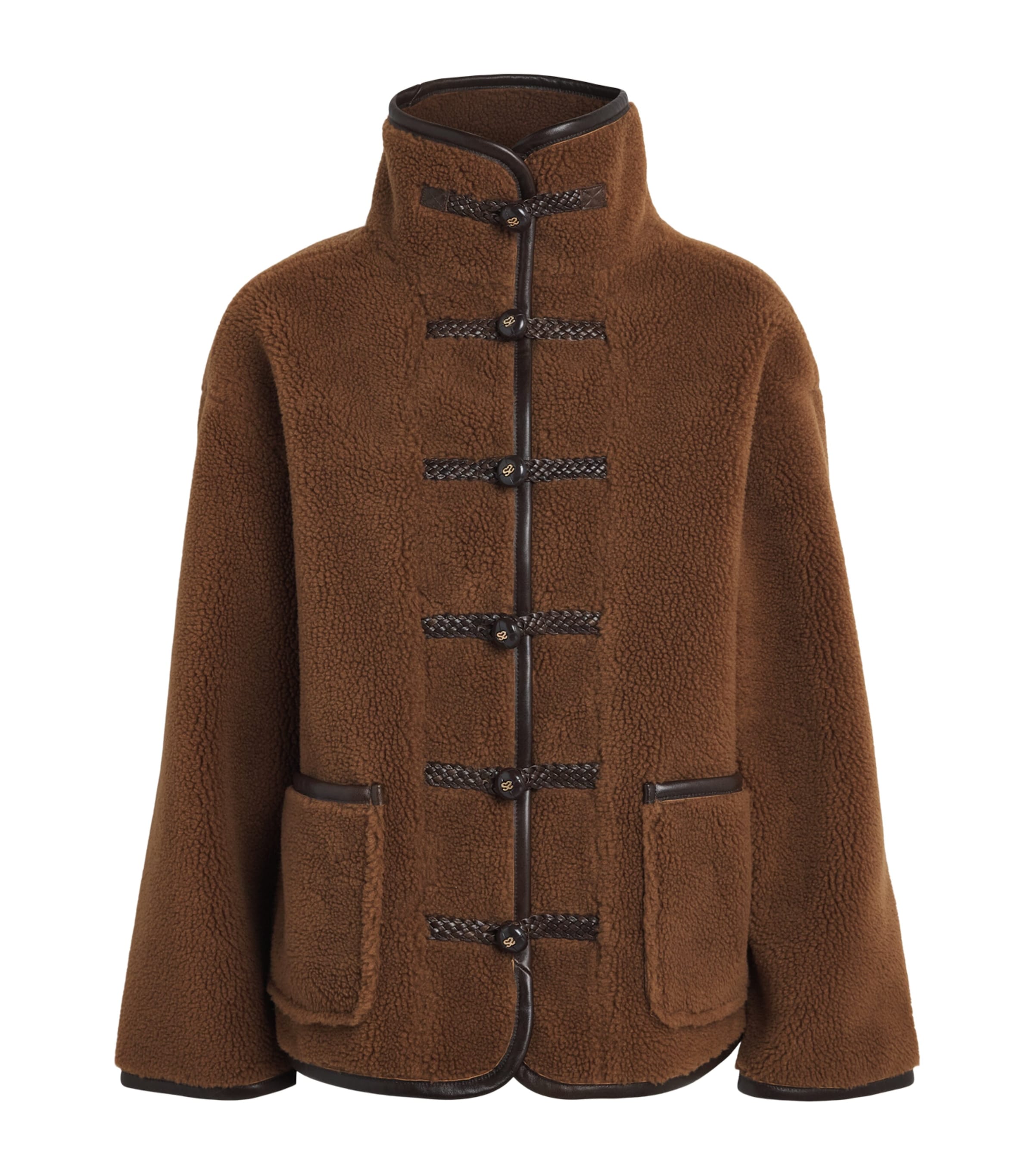 Sandro Paris Womens Faux Fur Jacket Brown