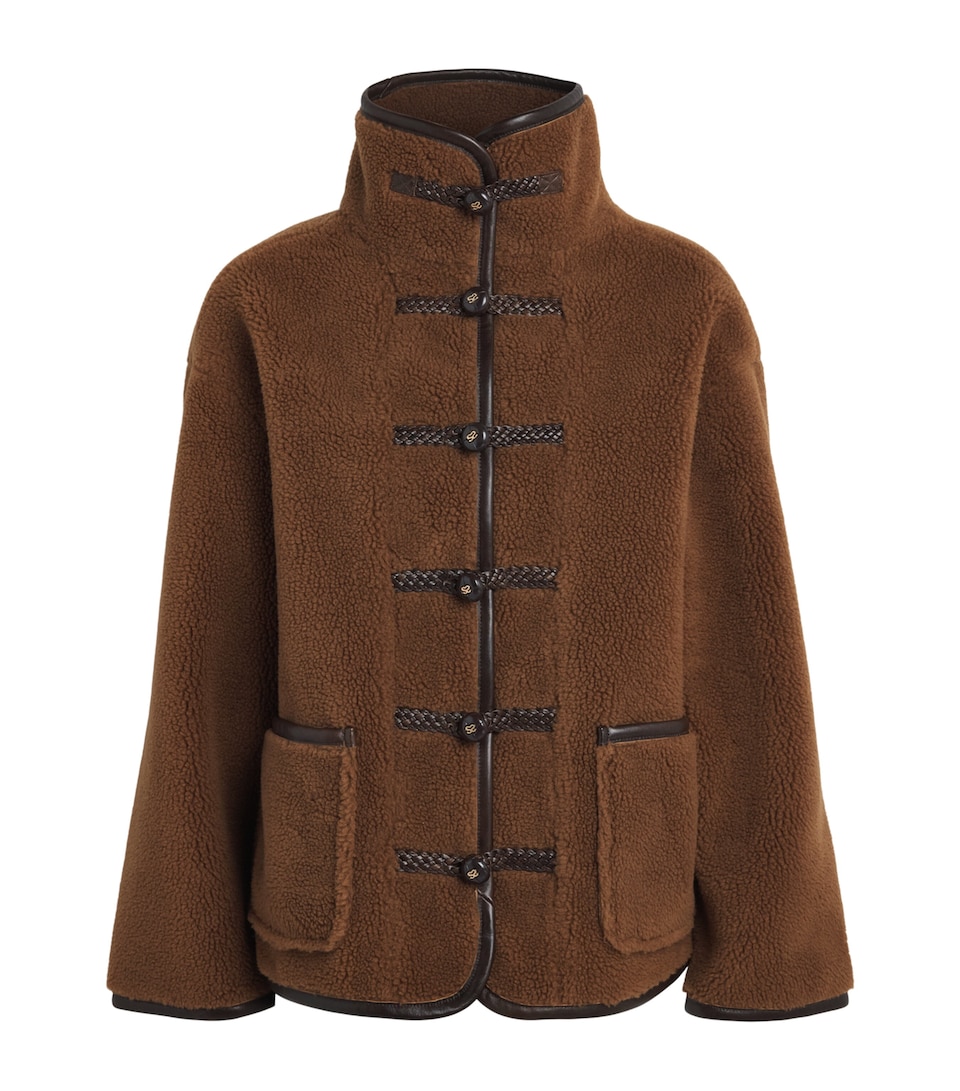 Sandro Paris Womens Faux Fur Jacket Brown