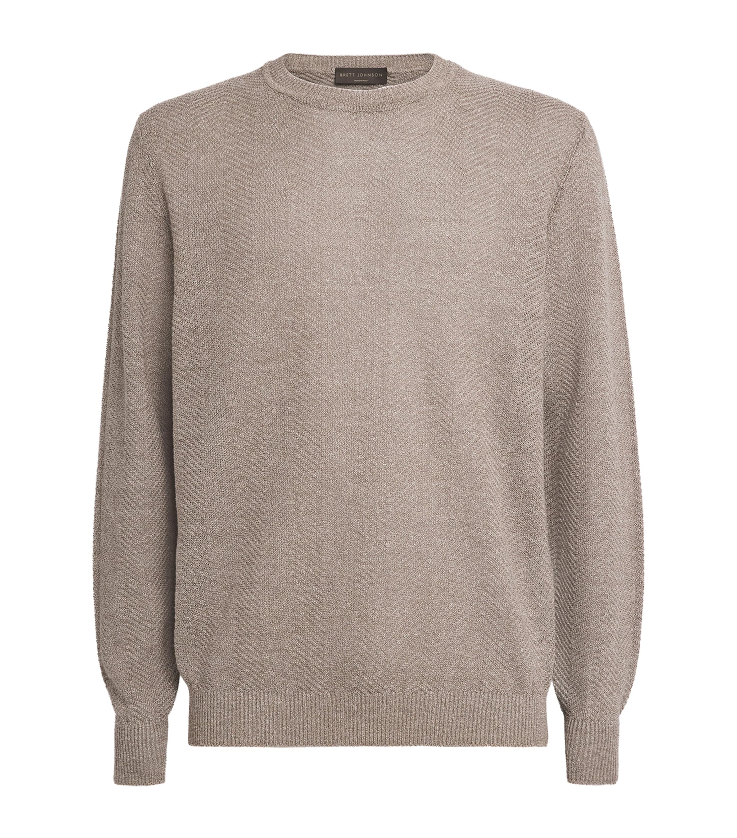 Linen-Silk Herringbone Sweater