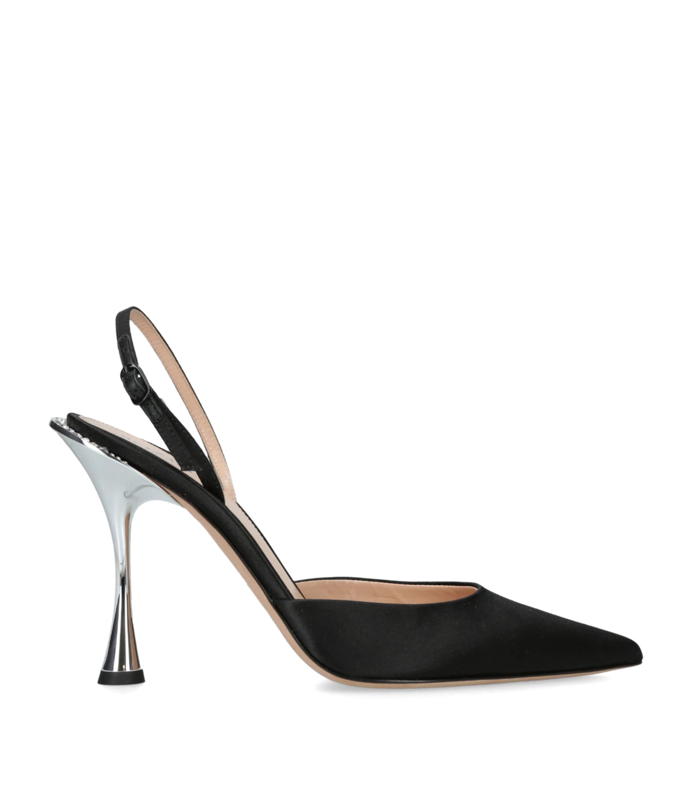 BETZÁBE Satin Embellished Sofia Slingback Pumps 100 Black
