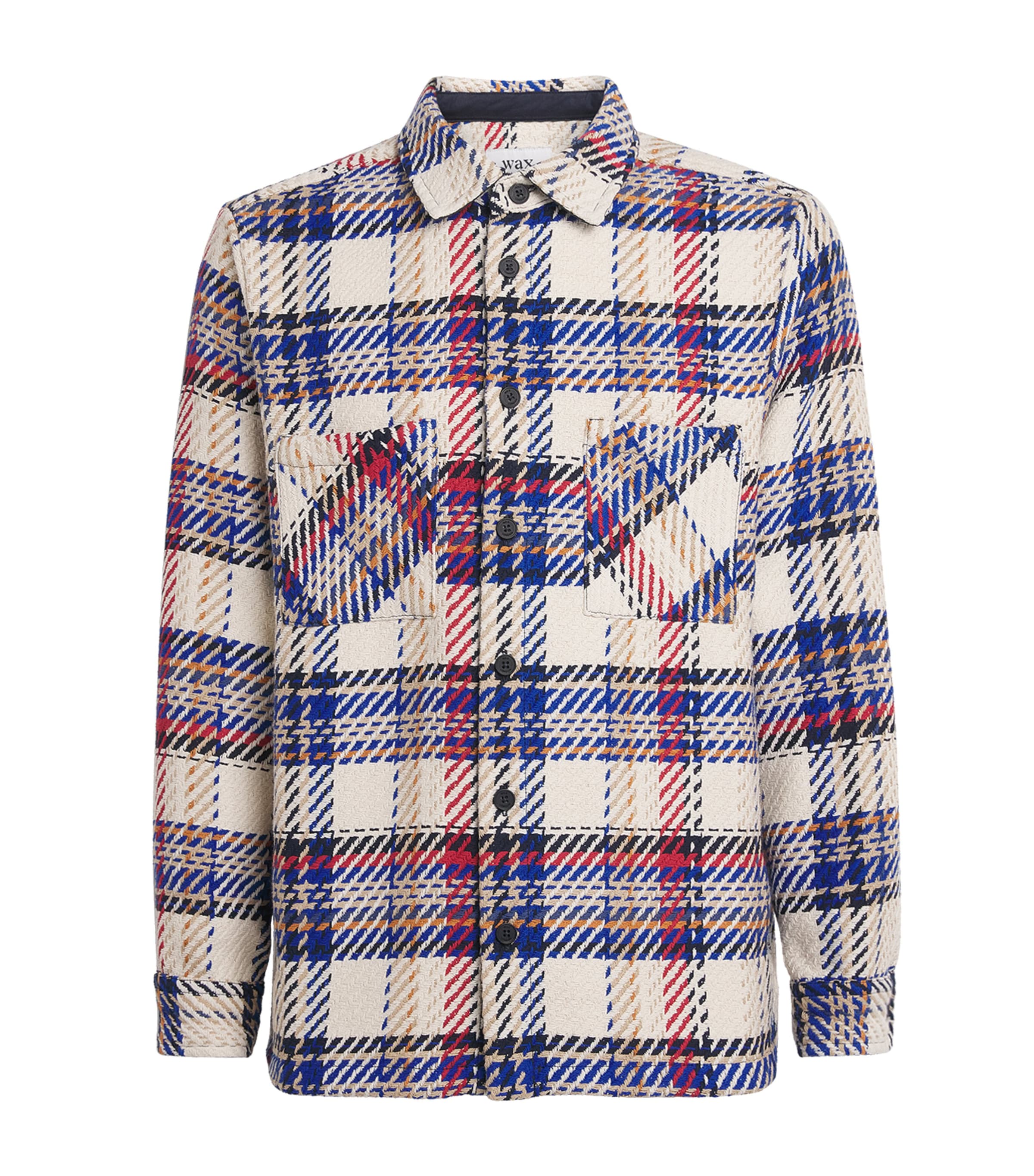 Wax London Mens Check Whiting Overshirt Ecru / Red