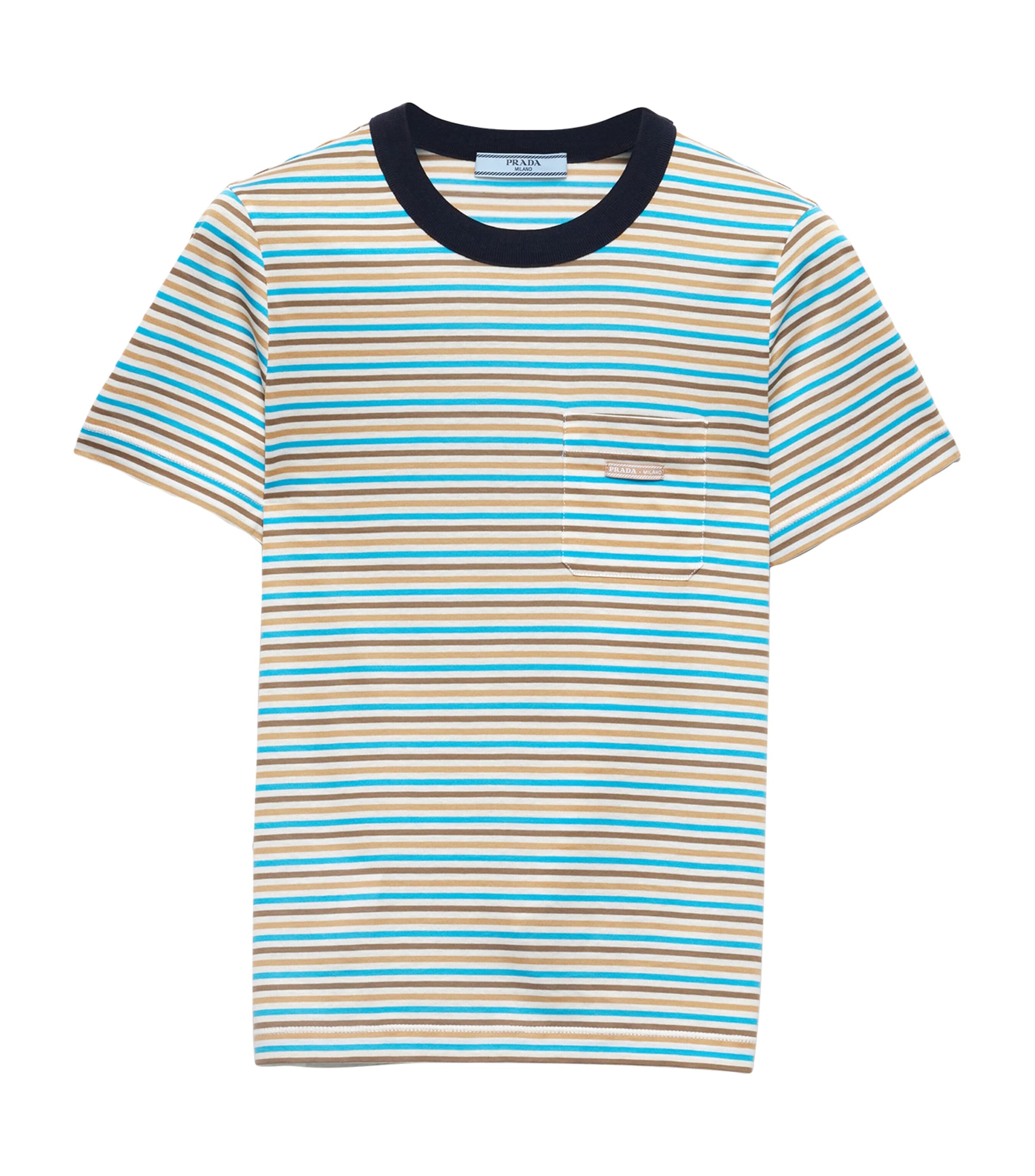 Tシャツ・カットソー VALENTINO T-SHIRT | PATTERN | STRIPED COTTON JERSEY Striped Cotton T-shirt With Chez Valentino Print for Man in