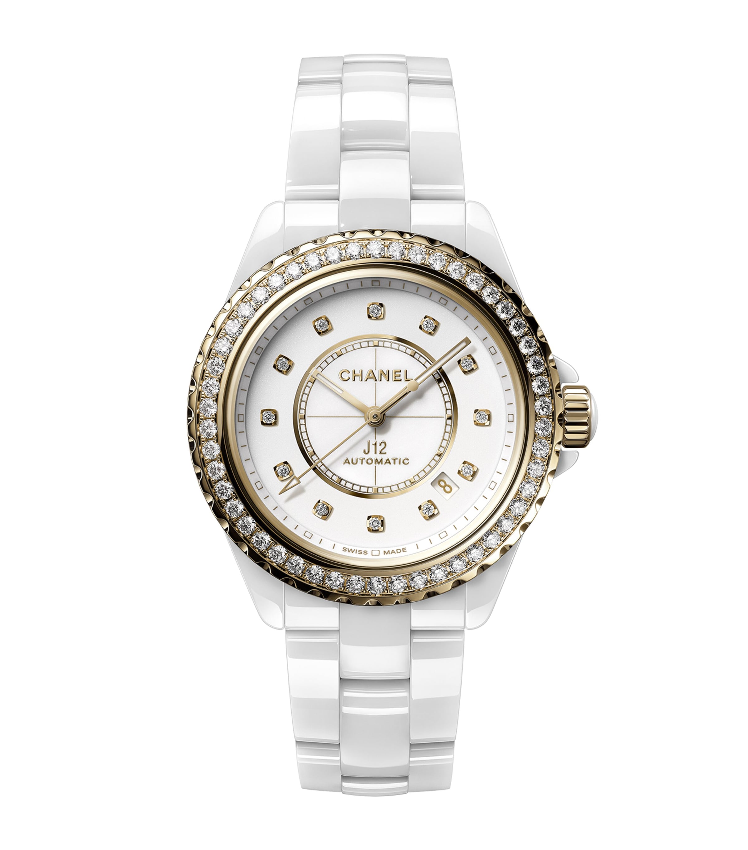 Yellow Gold, Ceramic and Diamond J12 Calibre 12.1 Watch 38mm